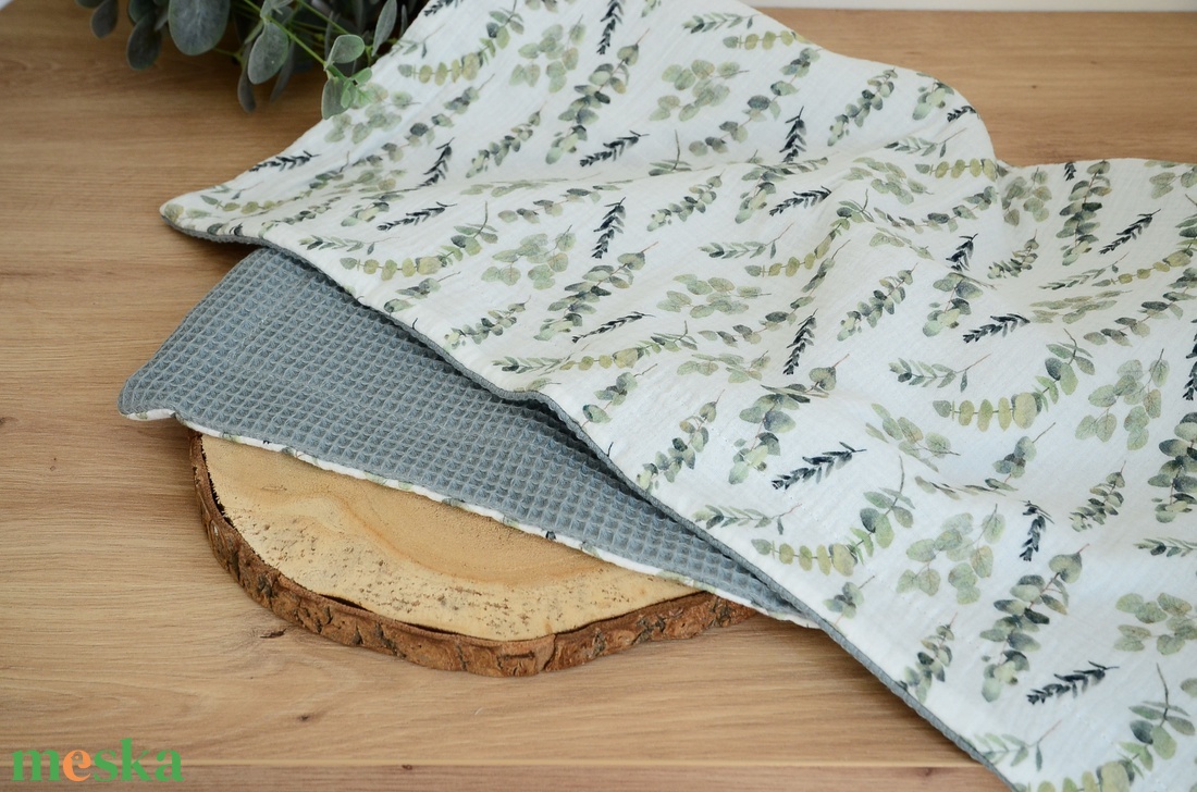 Eukaliptusz babatakaró névvel � duplagéz és waffle pamutból  - baba - mama - baba ágynemű - babatakaró, gyerek pléd - Meska.hu