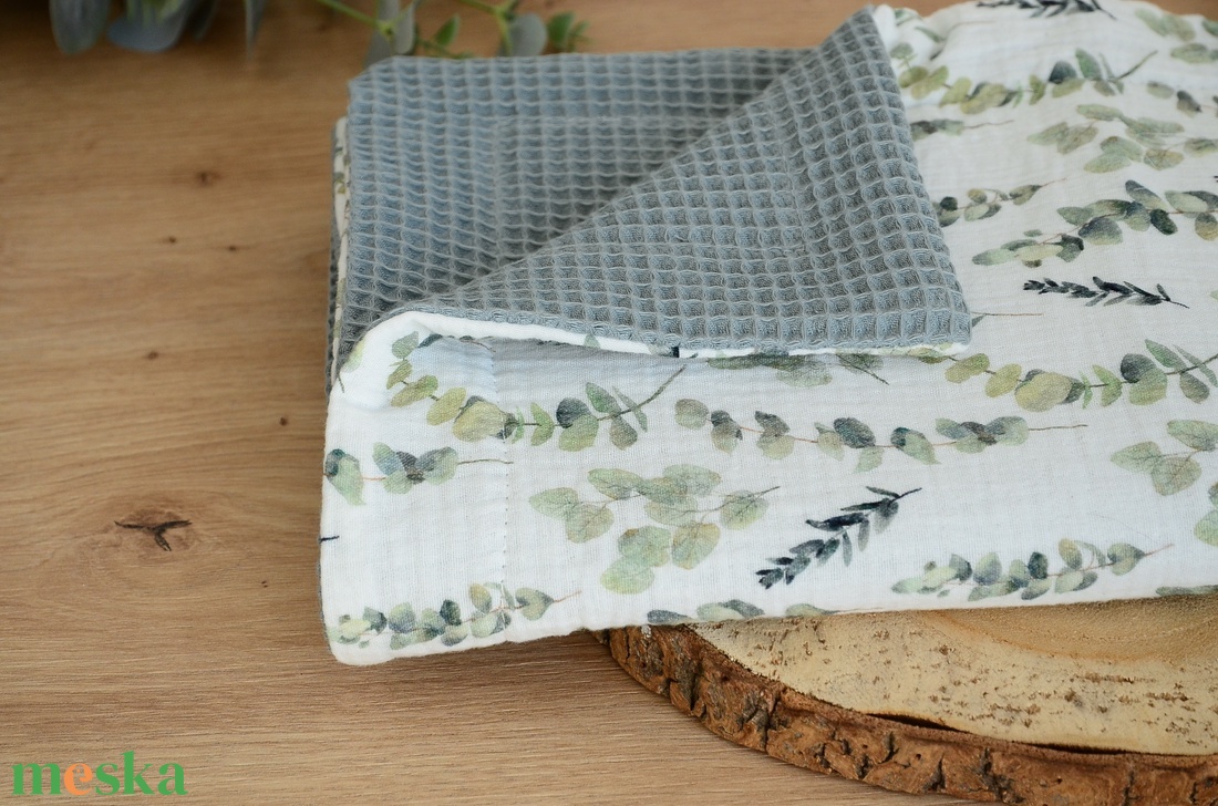 Eukaliptusz babatakaró névvel � duplagéz és waffle pamutból  - baba - mama - baba ágynemű - babatakaró, gyerek pléd - Meska.hu