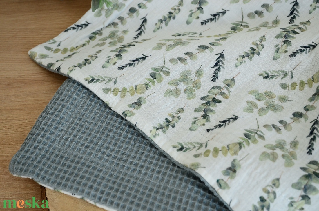 Eukaliptusz babatakaró névvel � duplagéz és waffle pamutból  - baba - mama - baba ágynemű - babatakaró, gyerek pléd - Meska.hu