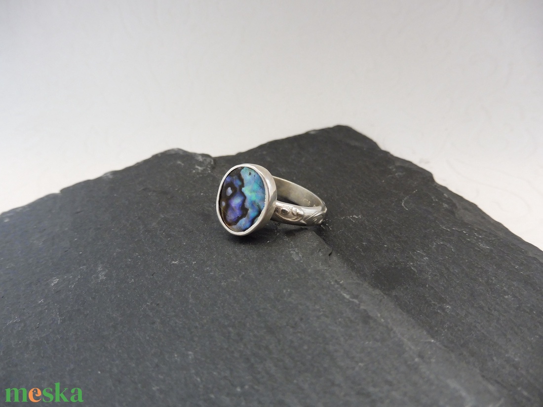Abalone gyöngyház egyedi ezüst gyűrű - Mithrillion Elegancia - ékszer - gyűrű - statement gyűrű - Meska.hu