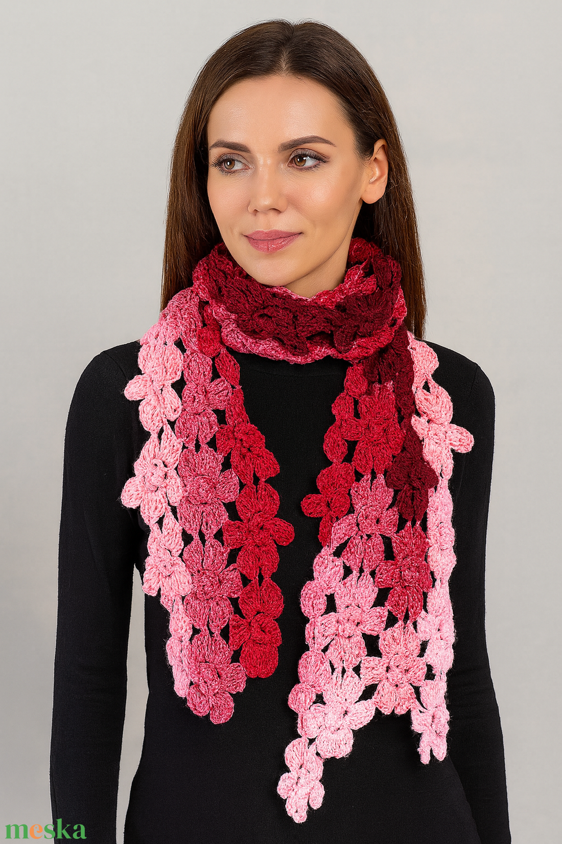 Rózsahullám � horgolt virágos sál - ruha & divat - sál, sapka, kendő - sál - Meska.hu