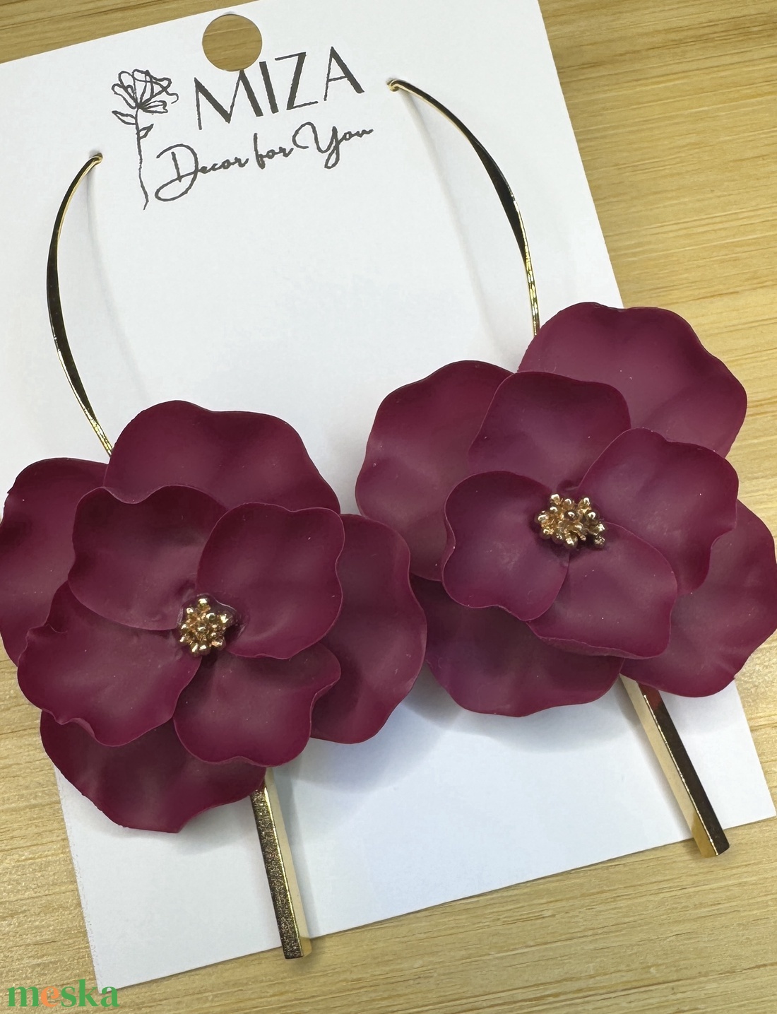 Amarilla - óriás virágfej fülbevalók  - ékszer - fülbevaló - lógó fülbevaló - Meska.hu