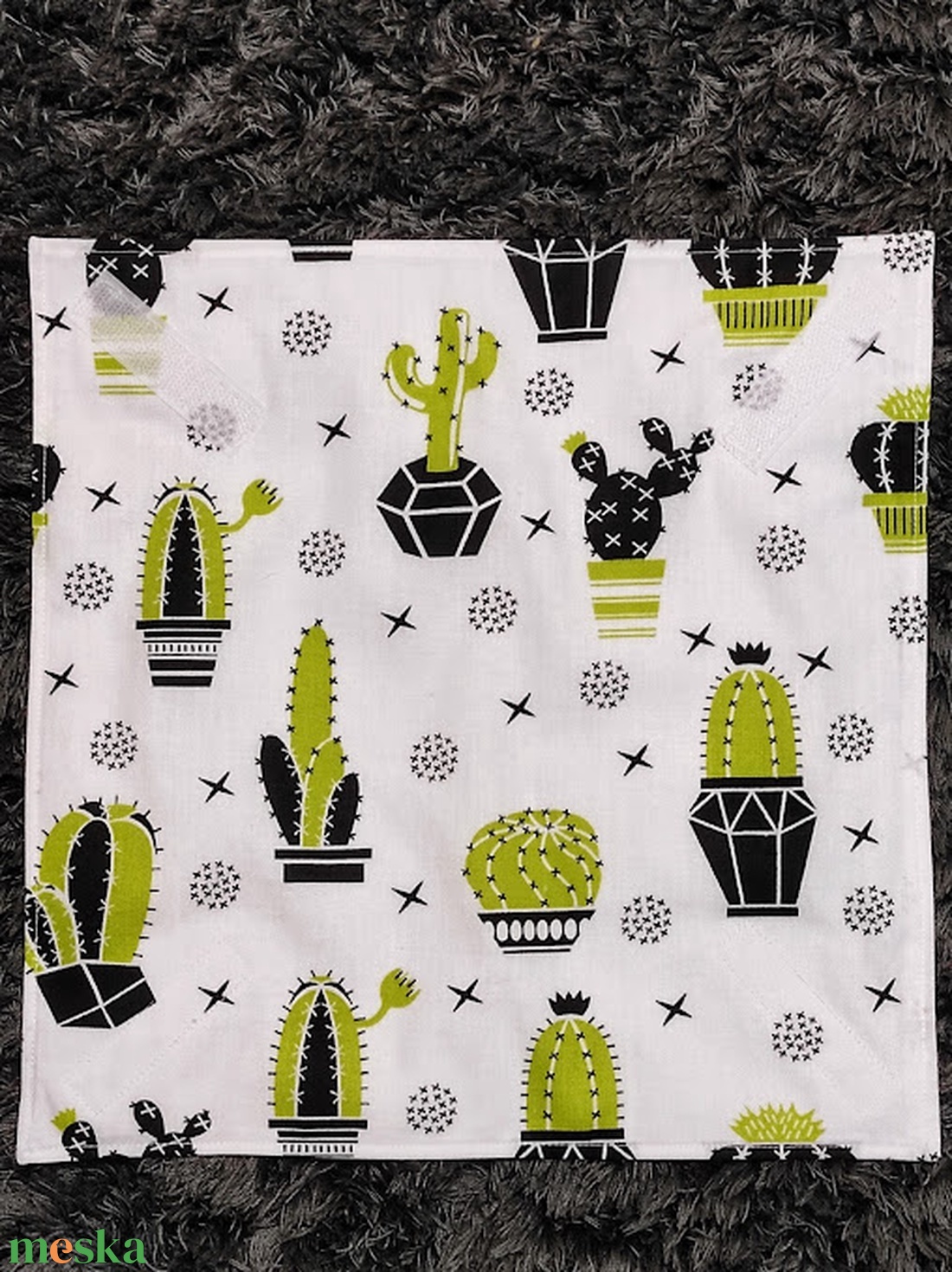 Kaktusz mintás  újraszalvéta,textilszalvéta tízórai,uzsonna csomagolására, - otthon & életmód - konyhafelszerelés, tálalás - konyhai textil - szalvéta - Meska.hu