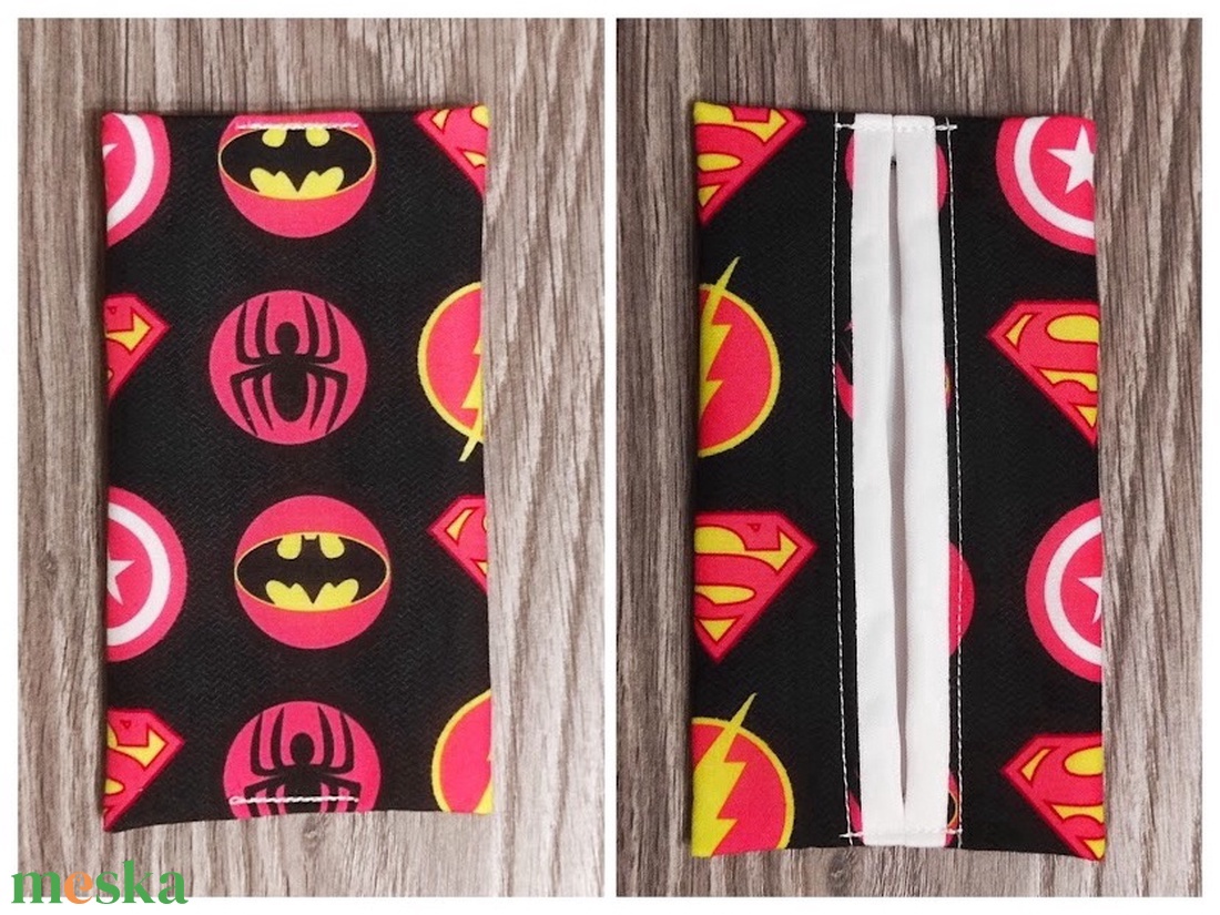 csajos szuperhős lógó  mintás textil papírzsebkendő tartó - otthon & életmód - tárolás & rendszerezés - zsebkendőtartó - Meska.hu