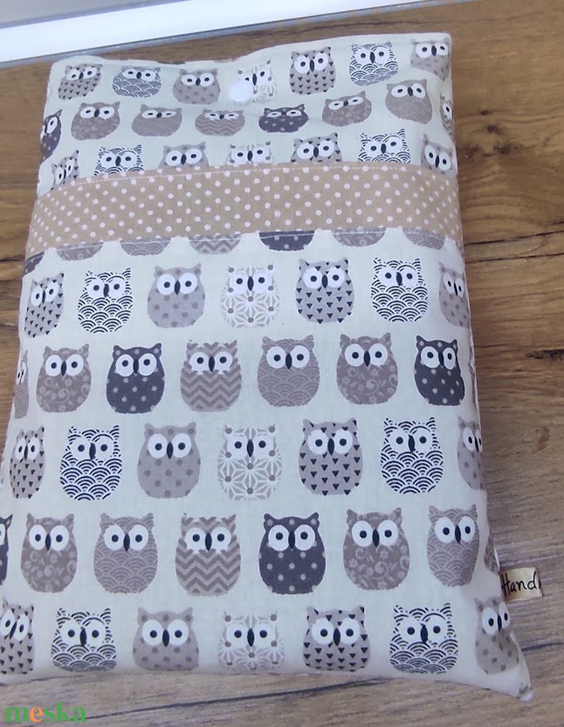 bagoly mintás  textil könytartó- könyvtok zsebbel - könyv & zene - könyvtok - Meska.hu