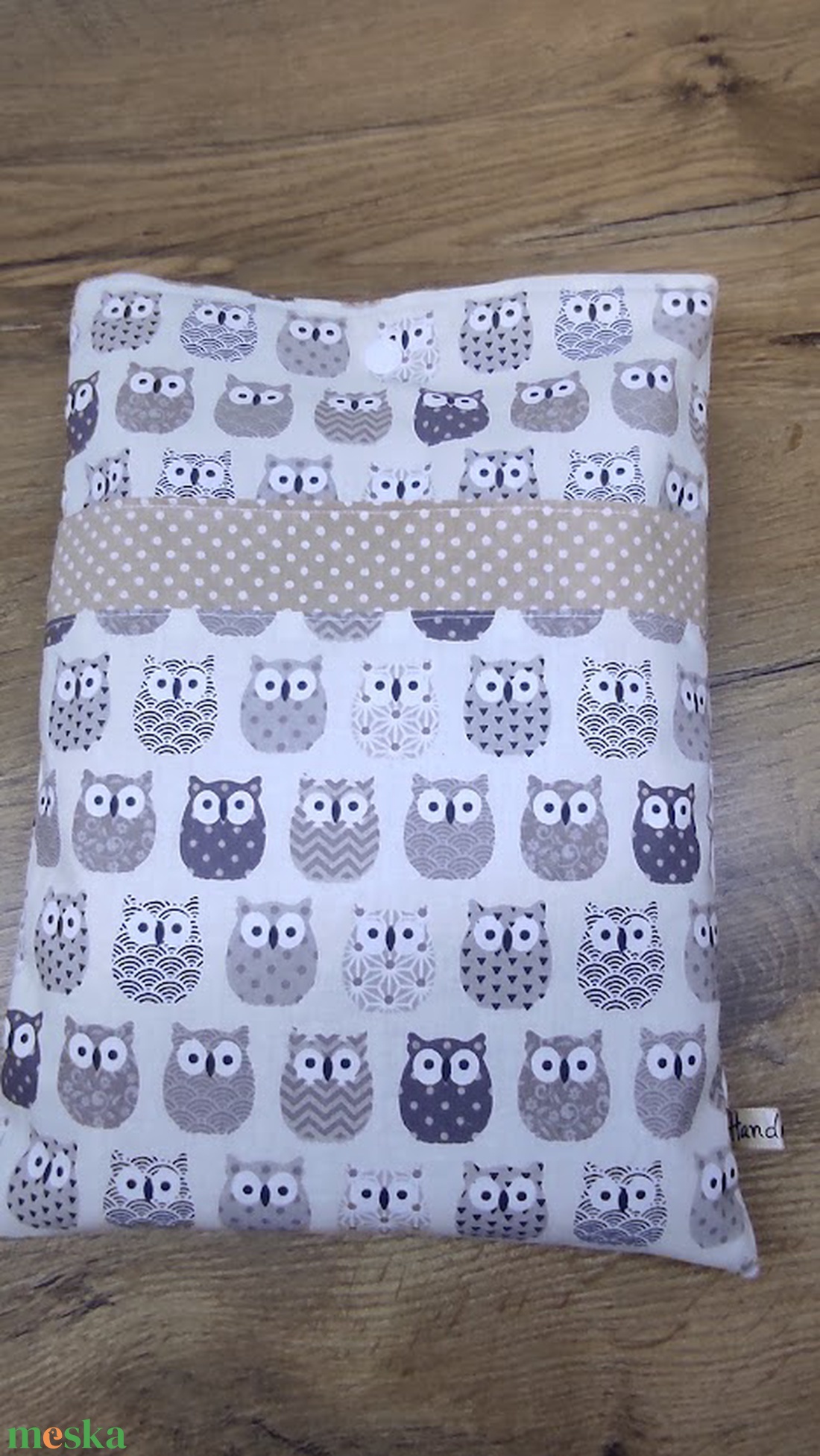 bagoly mintás  textil könytartó- könyvtok zsebbel - könyv & zene - könyvtok - Meska.hu