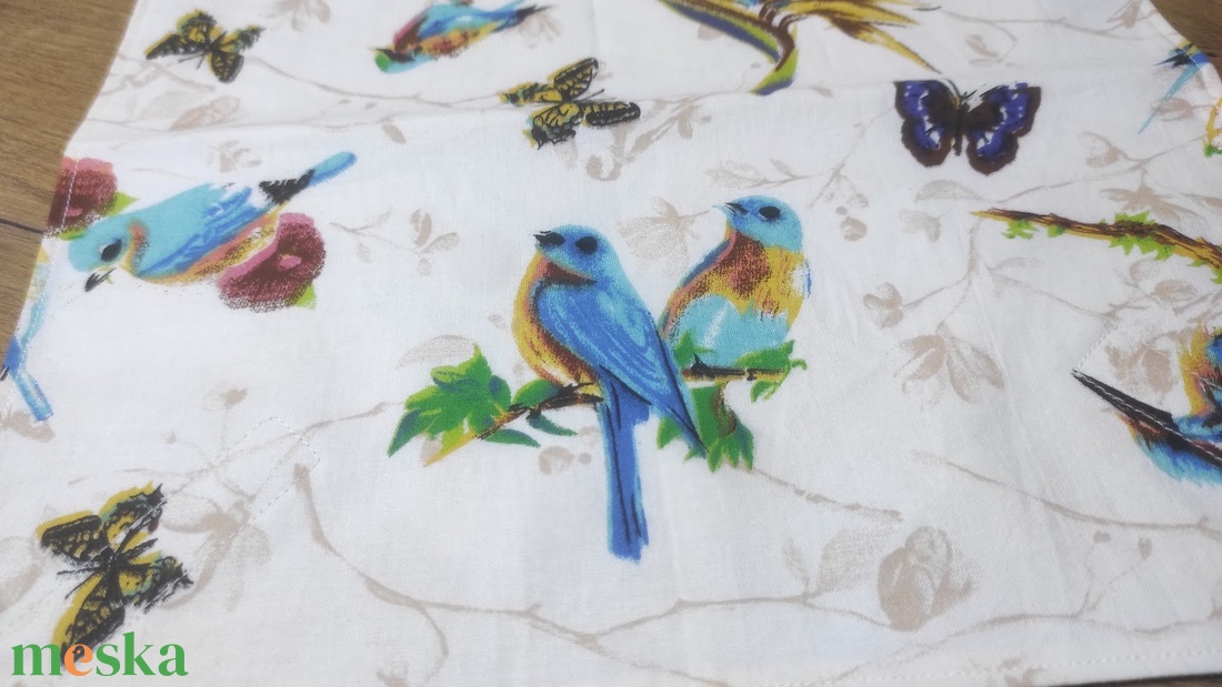 madár  mintás  újraszalvéta,textilszalvéta tízórai,uzsonna csomagolására, - otthon & lakás - konyhafelszerelés, tálalás - konyhai textil - szalvéta - Meska.hu
