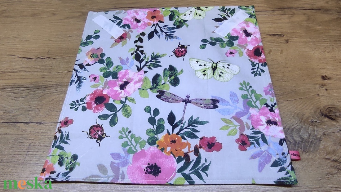 virág  mintás  újraszalvéta,textilszalvéta tízórai,uzsonna csomagolására, - otthon & életmód - konyhafelszerelés, tálalás - konyhai textil - szalvéta - Meska.hu