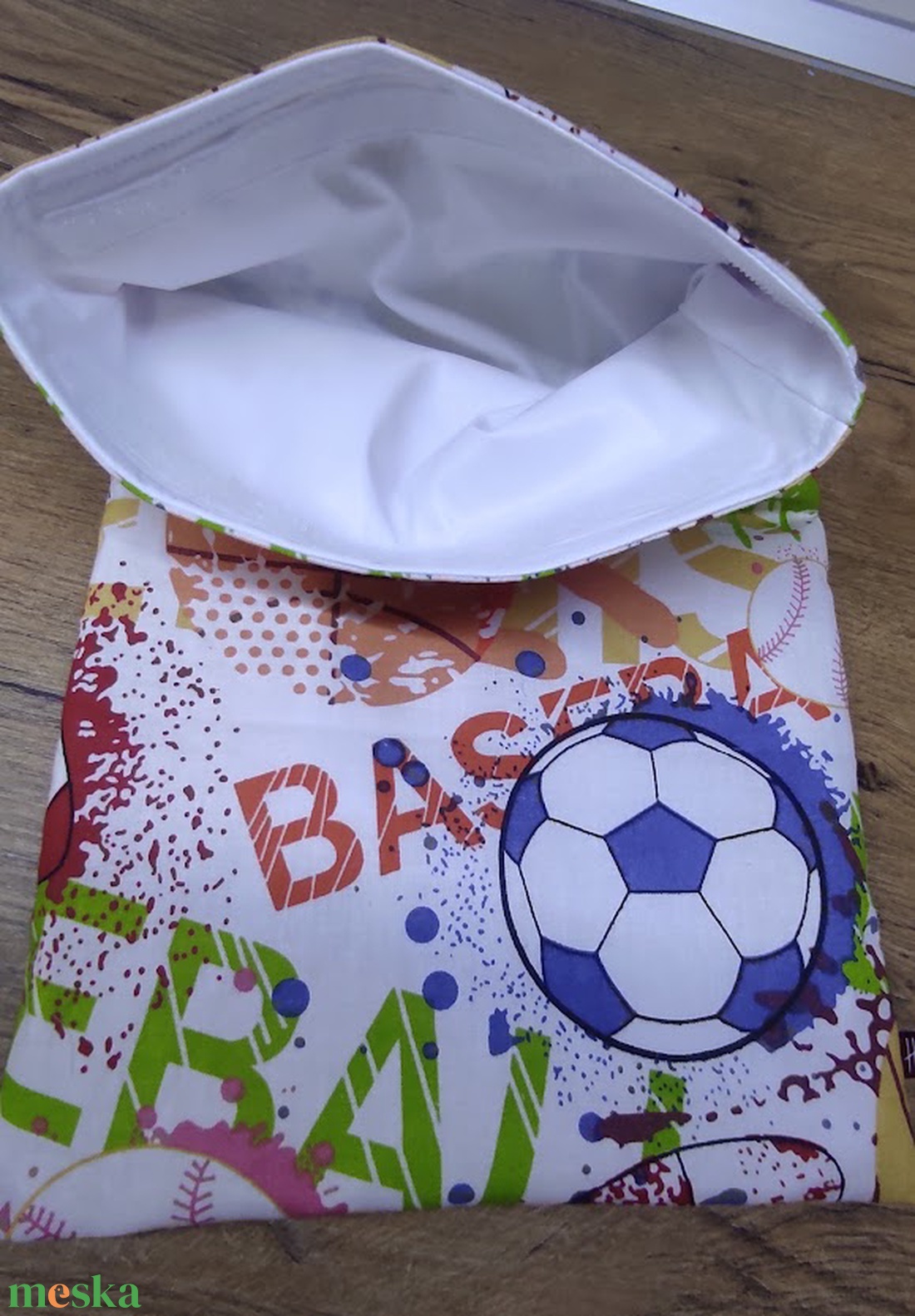foci mintás újra felhasználható,zero waste ,mosható uzsonna tasak,nasi tasak,nagy méret - táska & tok - uzsonna- & ebéd tartó - szendvics csomagoló - Meska.hu