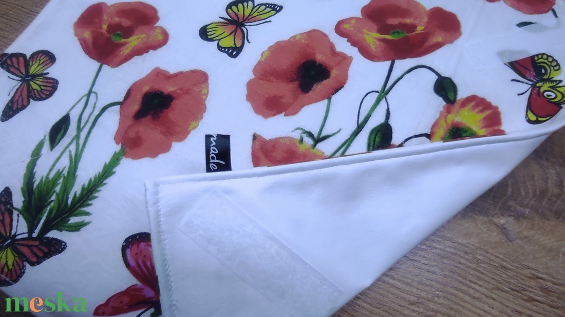 pipacs-pillangó mintás  újraszalvéta,textilszalvéta tízórai,uzsonna csomagolására, - otthon & életmód - konyhafelszerelés, tálalás - konyhai textil - szalvéta - Meska.hu