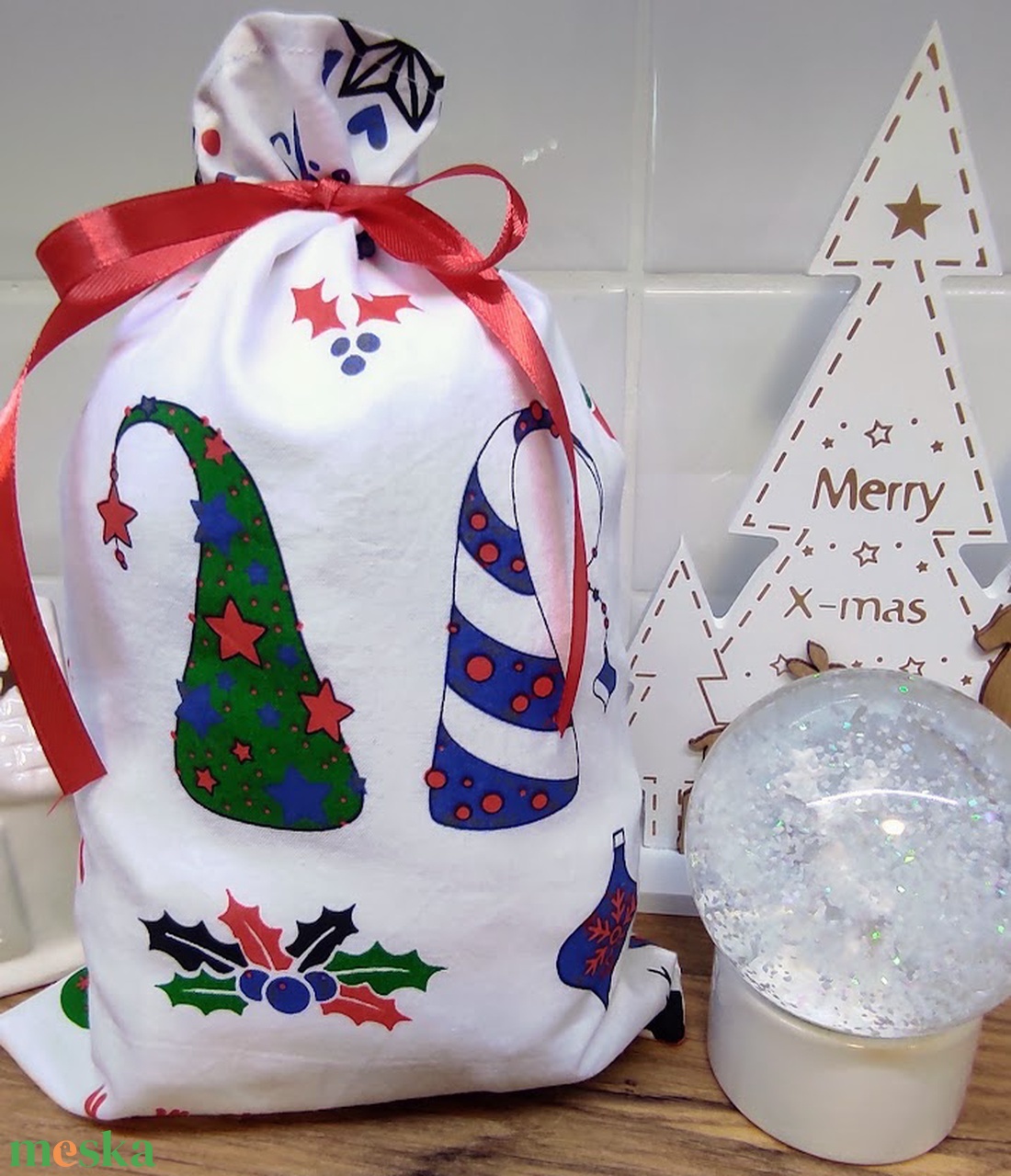 textil mikulás zsák-ajándék átadó zsák - karácsony - mikulás - mikulás zsák - Meska.hu