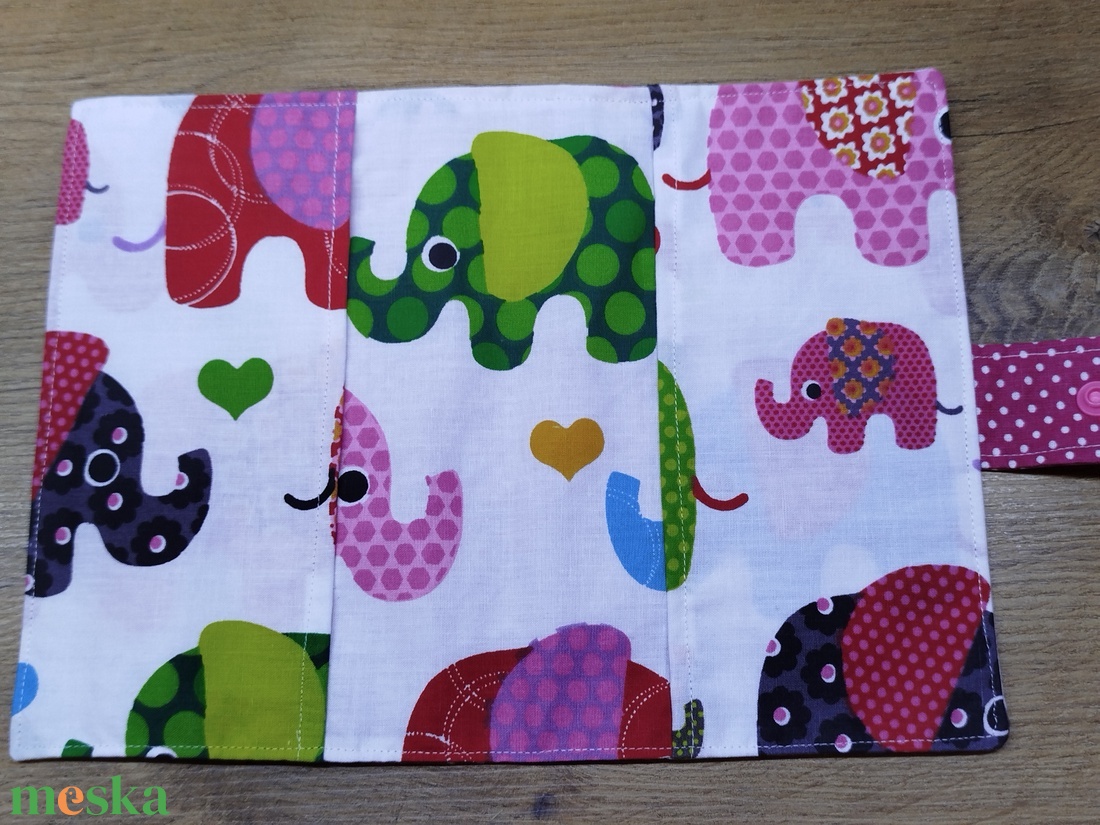 textil gyermek egészségügyi kiskönyv borító,elefánt   mintával - otthon & életmód - papír, írószer - egészségügyi kiskönyv borító - Meska.hu
