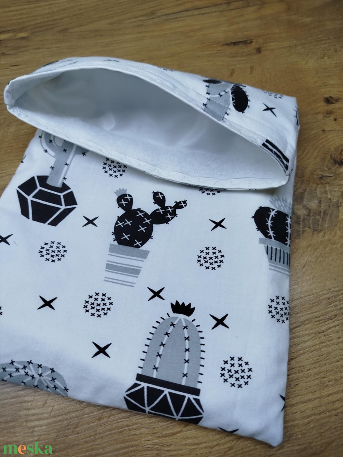 kaktusz  mintás újra felhasználható,zero waste ,mosható uzsonna tasak,nasi tasak,nagy méret - táska & tok - uzsonna- & ebéd tartó - szendvics csomagoló - Meska.hu
