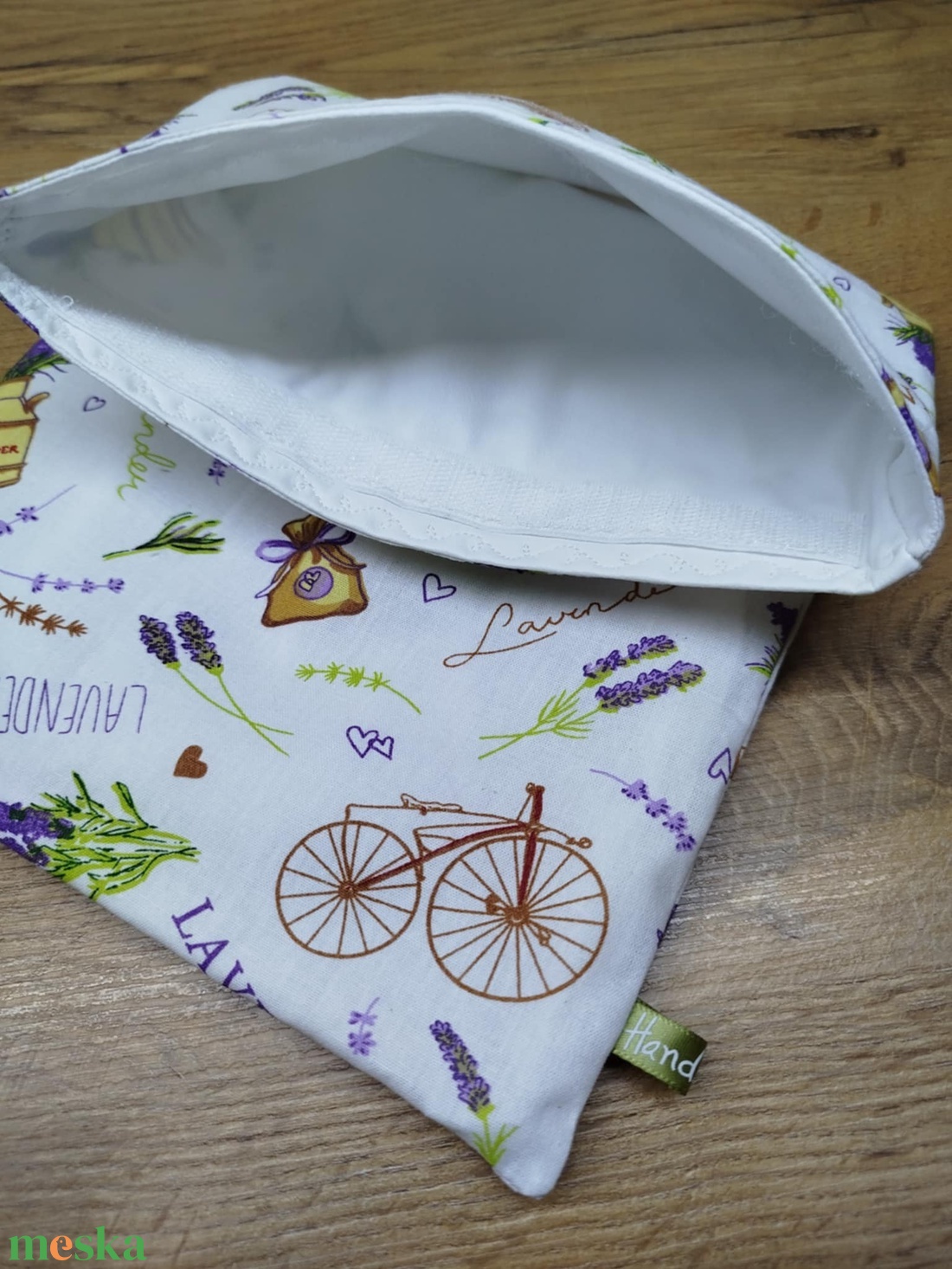 levendula mintás újra felhasználható,zero waste ,mosható uzsonna tasak,nasi tasak,nagy méret - táska & tok - uzsonna- & ebéd tartó - szendvics csomagoló - Meska.hu
