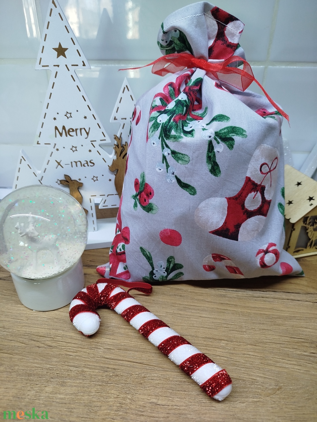 1 db textil mikulás zsák-ajándék átadó zsák - karácsony - mikulás - mikulás zsák - Meska.hu