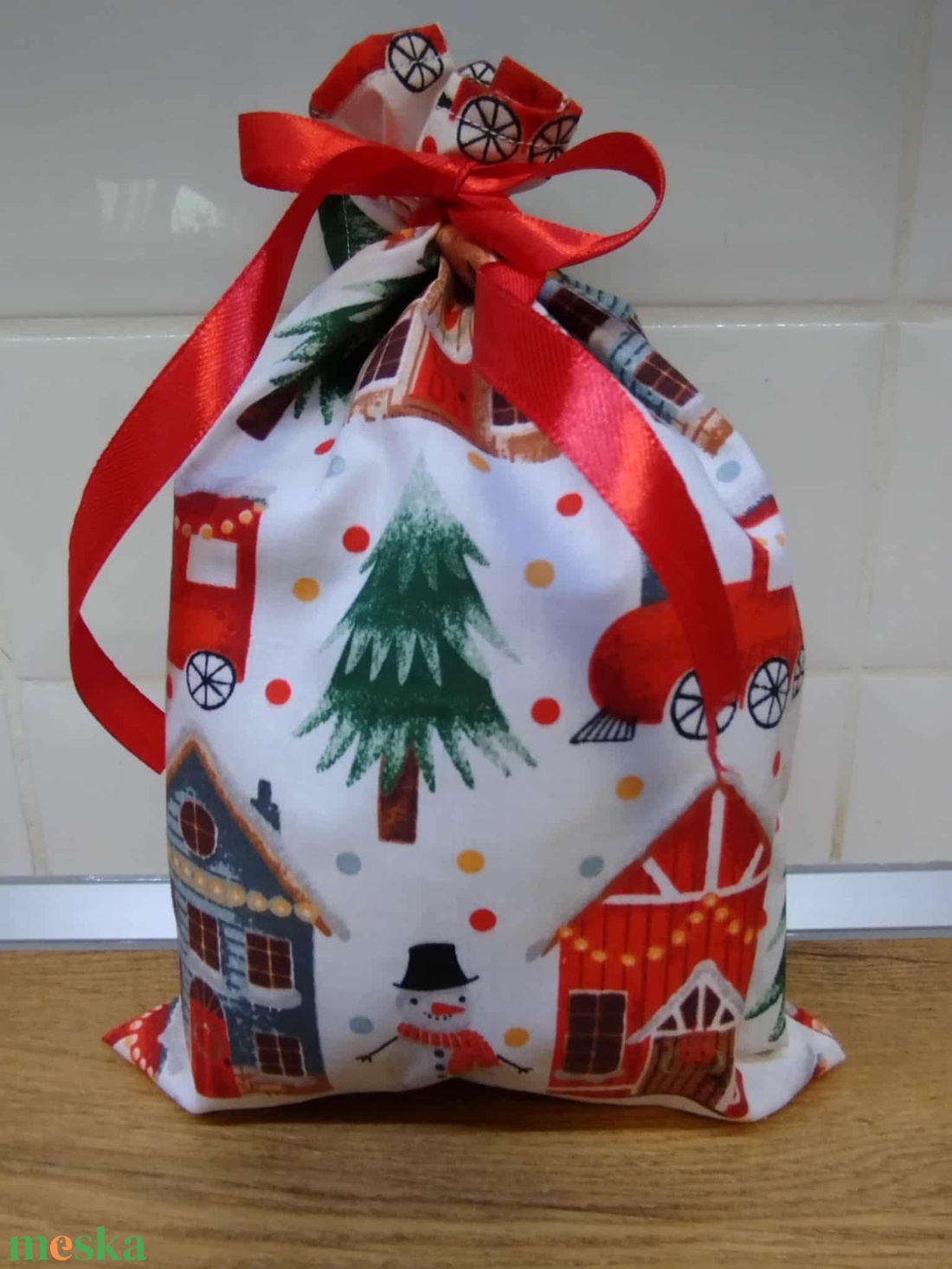 1 db textil mikulás zsák-ajándék átadó zsák - karácsony - mikulás - mikulás zsák - Meska.hu