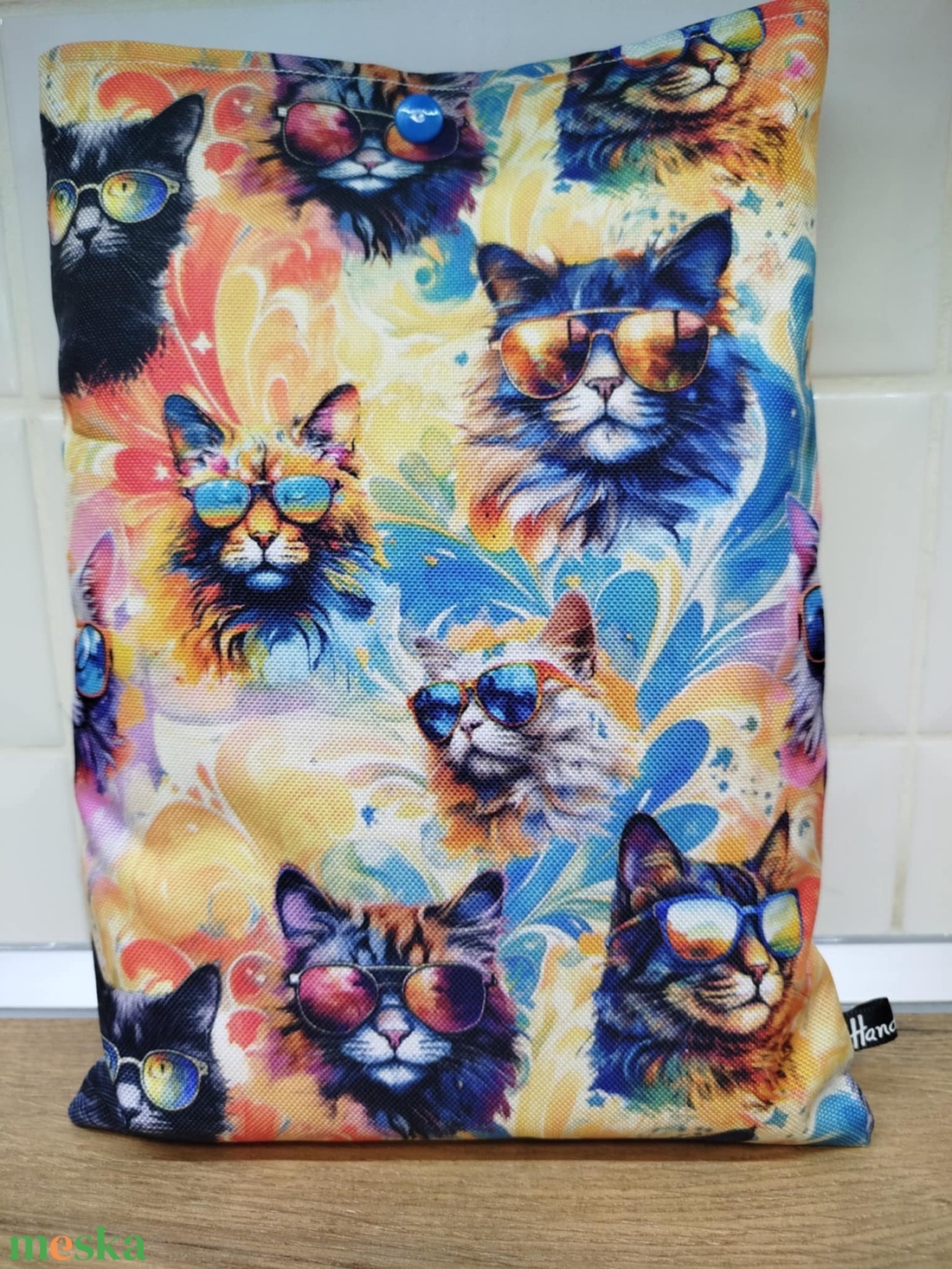 Cica mintás  könyvtok-könyvtartó vagy tablet tartó vízálló vászon anyagból - könyv & zene - könyvtok - Meska.hu