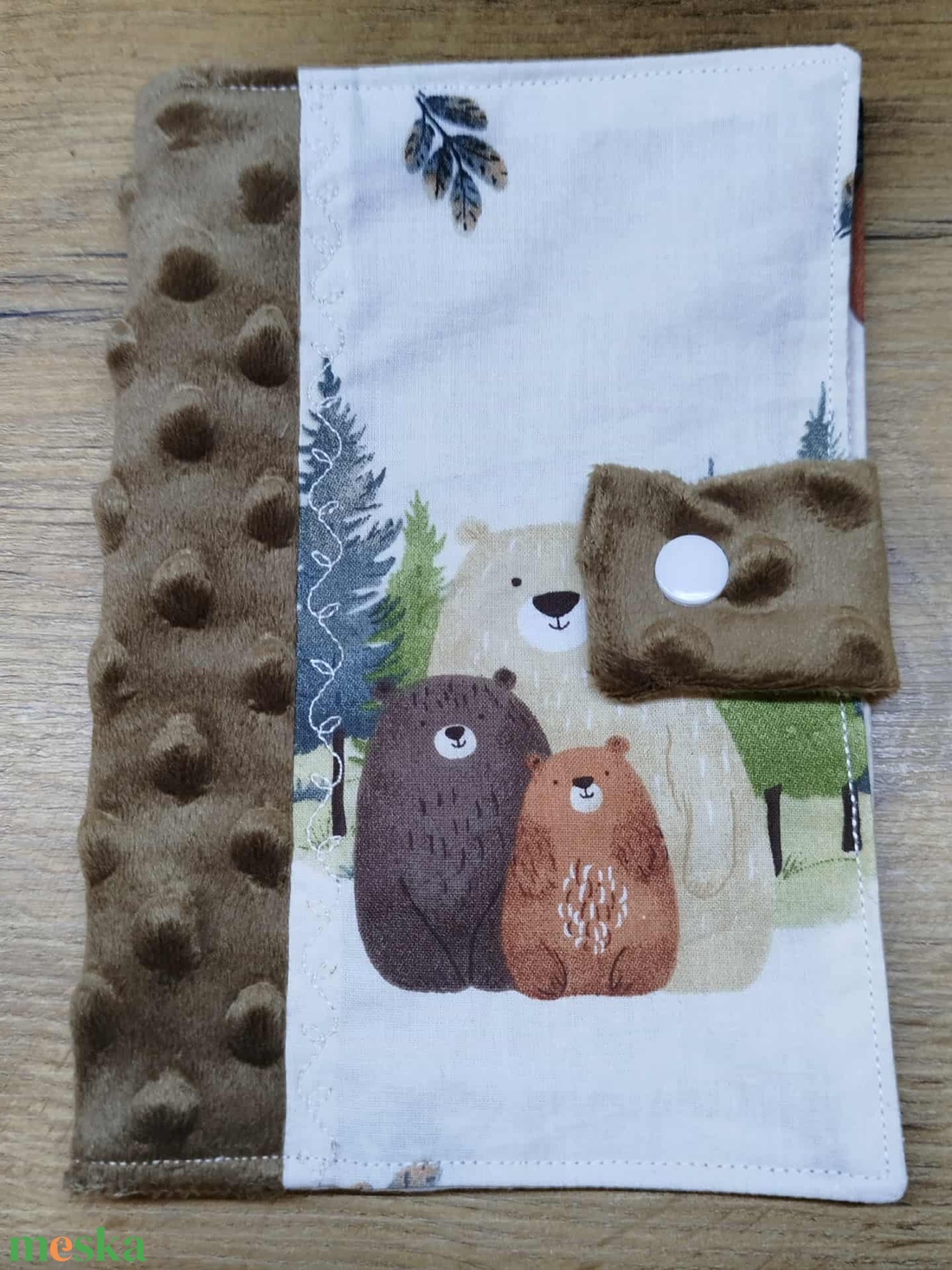 textil gyermek egészségügyi kiskönyv borító,maci    mintával - otthon & életmód - papír, írószer - egészségügyi kiskönyv borító - Meska.hu