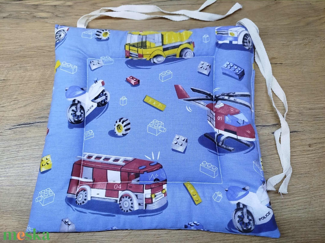 lego jármű  mintás kis méretű párna székre,megkötővel. - otthon & életmód - lakástextil - székpárna, huzat - Meska.hu