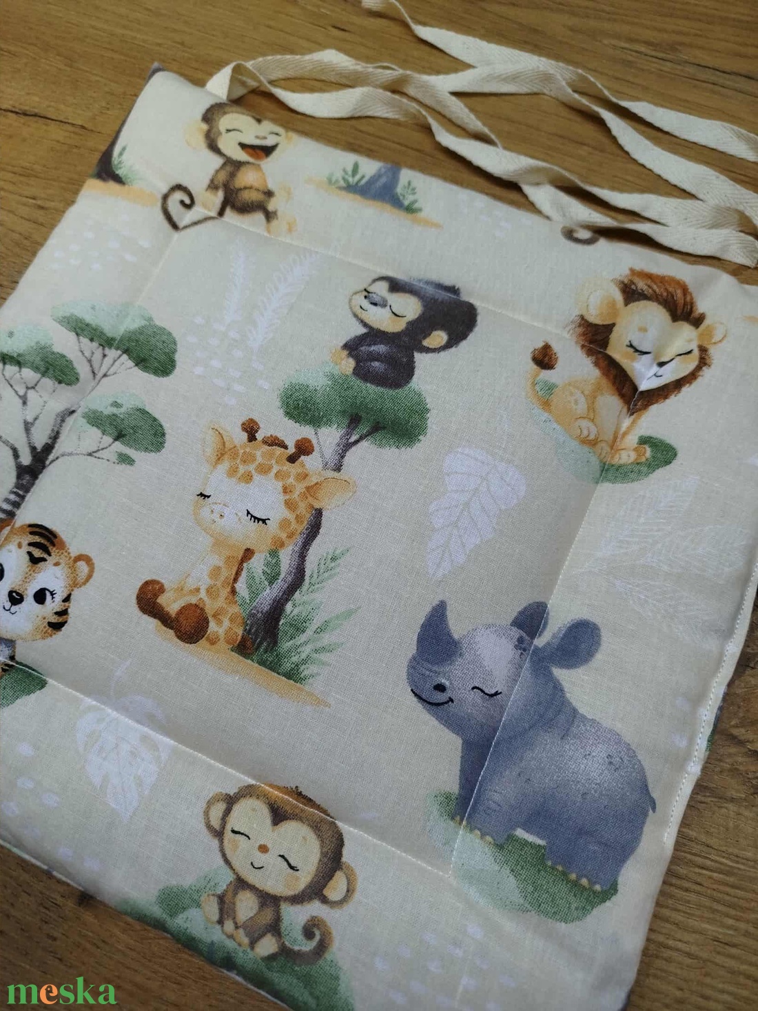 állatmintás kis méretű párna székre,megkötővel. - otthon & életmód - lakástextil - székpárna, huzat - Meska.hu