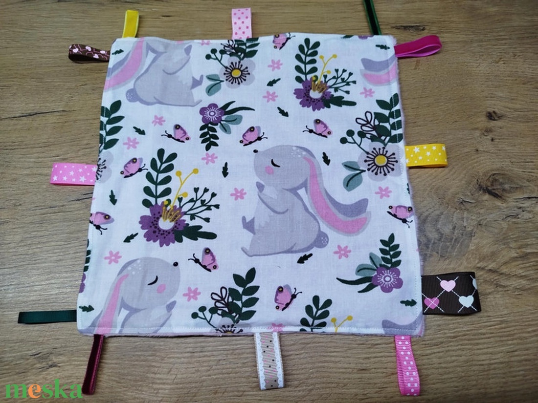 nyuszi  mintás  címkerongyi -szundikendő - játék & sport - 3 éves kor alattiaknak - alvóka & rongyi - Meska.hu