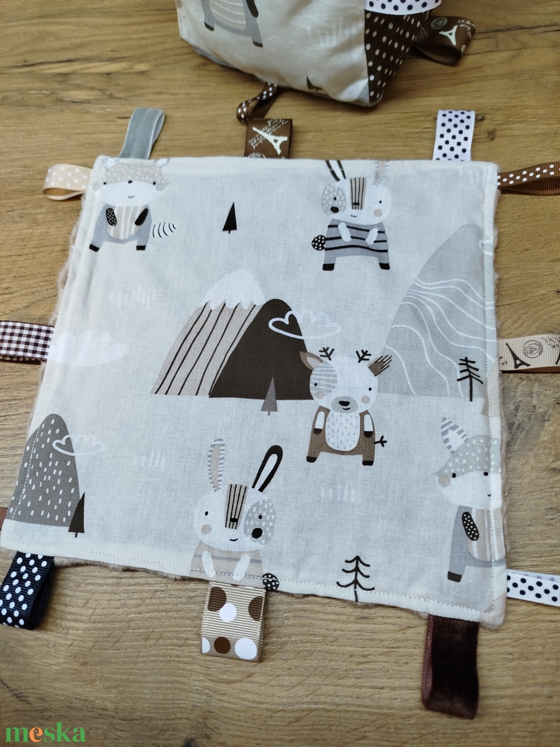 Állatmintás  címkerongyi+puha csörgő címkekocka szett - játék & sport - 3 éves kor alattiaknak - babakocka - Meska.hu