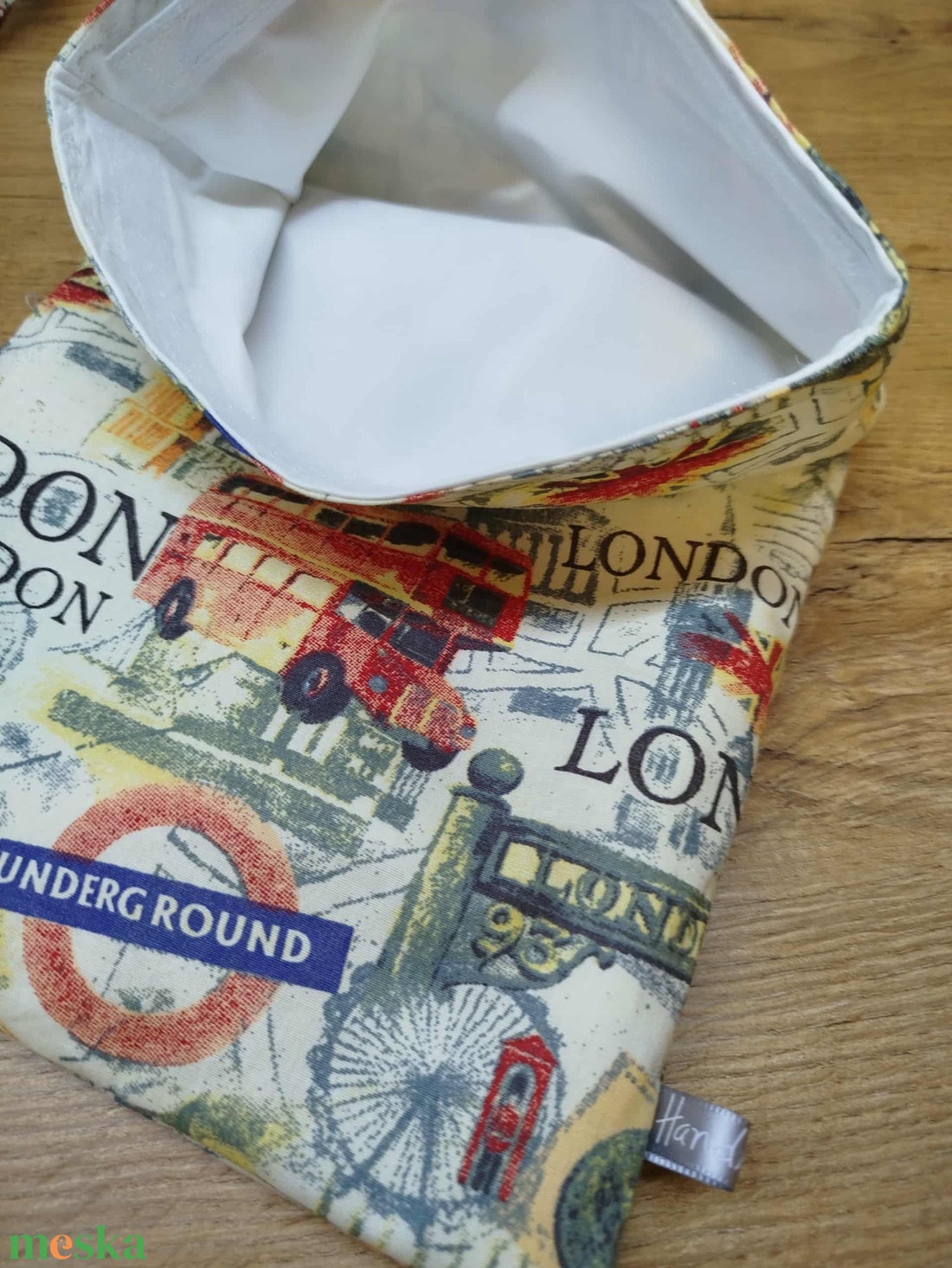 London mintás újra felhasználható,zero waste ,mosható uzsonna tasak,nasi tasak,nagy méret - táska & tok - uzsonna- & ebéd tartó - szendvics csomagoló - Meska.hu