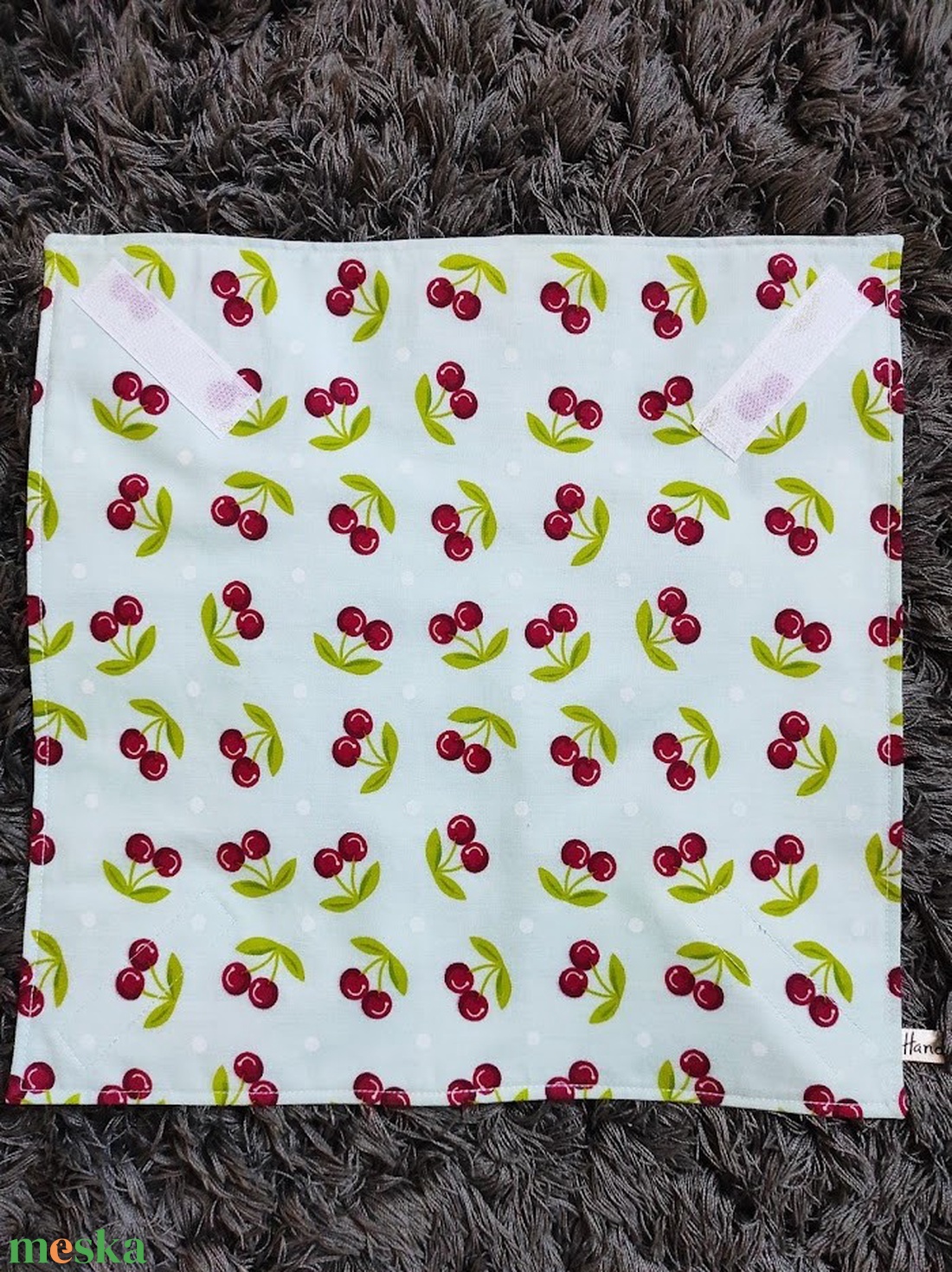 cseresznye  mintás  újraszalvéta,textilszalvéta tízórai,uzsonna csomagolására, - otthon & életmód - konyhafelszerelés, tálalás - konyhai textil - szalvéta - Meska.hu