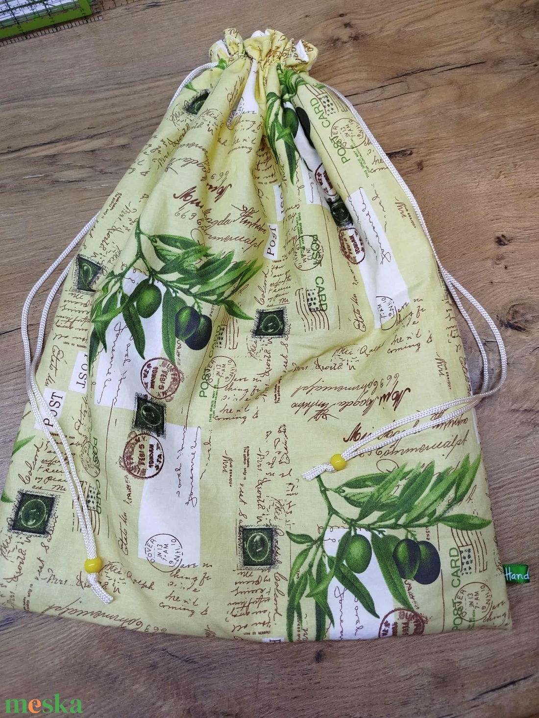 Kenyeres zsák-  pékáru tároló  zsák oliva  mintával - táska & tok - bevásárlás & shopper táska - kenyeres zsák - Meska.hu