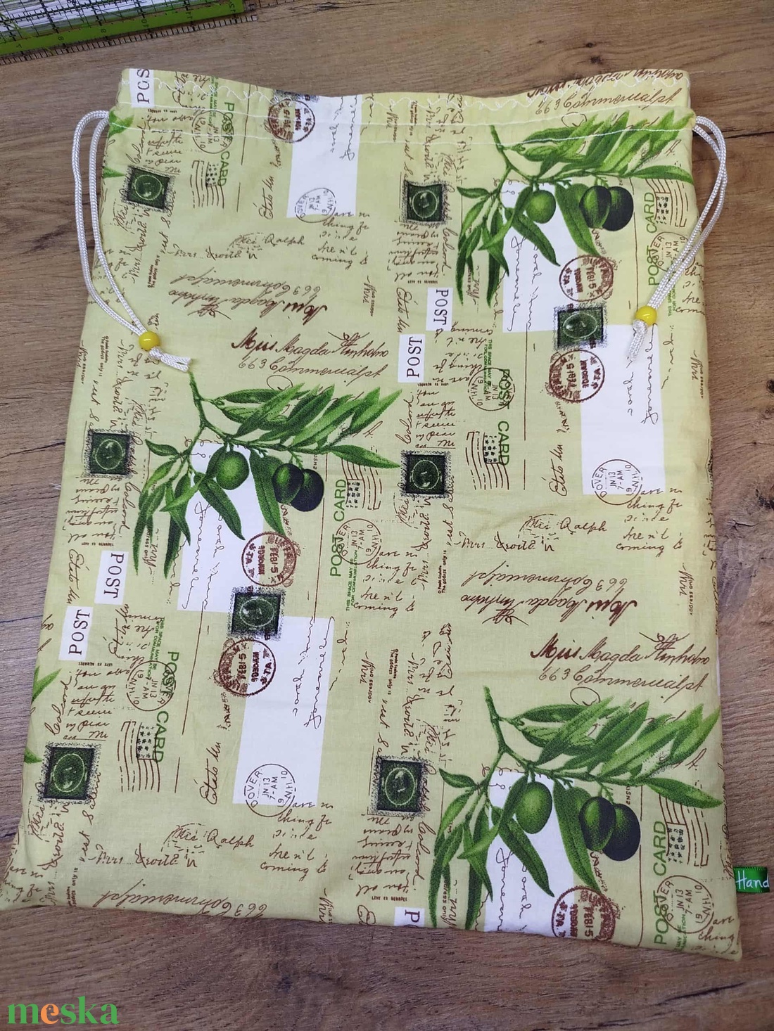 Kenyeres zsák-  pékáru tároló  zsák oliva  mintával - táska & tok - bevásárlás & shopper táska - kenyeres zsák - Meska.hu