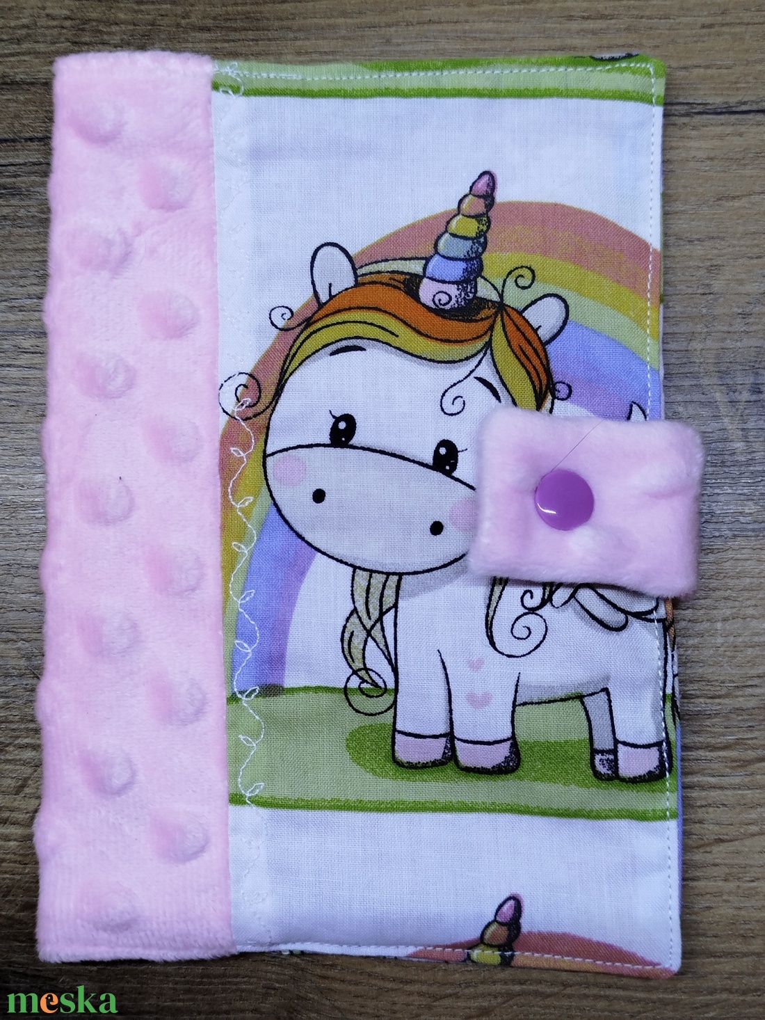 textil gyermek egészségügyi kiskönyv borító unikornis mintával - baba - mama - babaemlékek - egészségügyi kiskönyv borító - Meska.hu