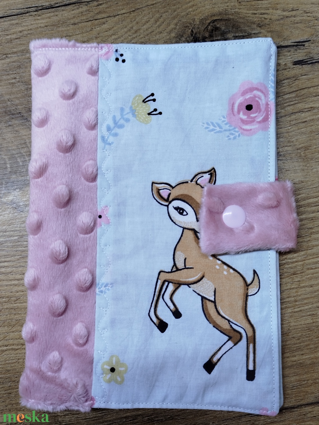 textil gyermek egészségügyi kiskönyv borító,őzike   mintával - baba - mama - babaemlékek - egészségügyi kiskönyv borító - Meska.hu