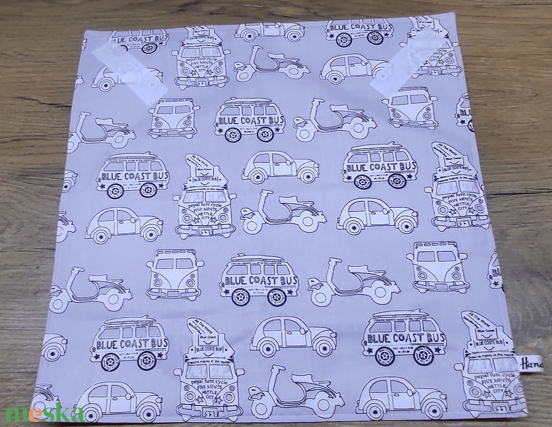 autó   mintás  újraszalvéta,textilszalvéta tízórai,uzsonna csomagolására, - otthon & életmód - konyhafelszerelés, tálalás - konyhai textil - szalvéta - Meska.hu