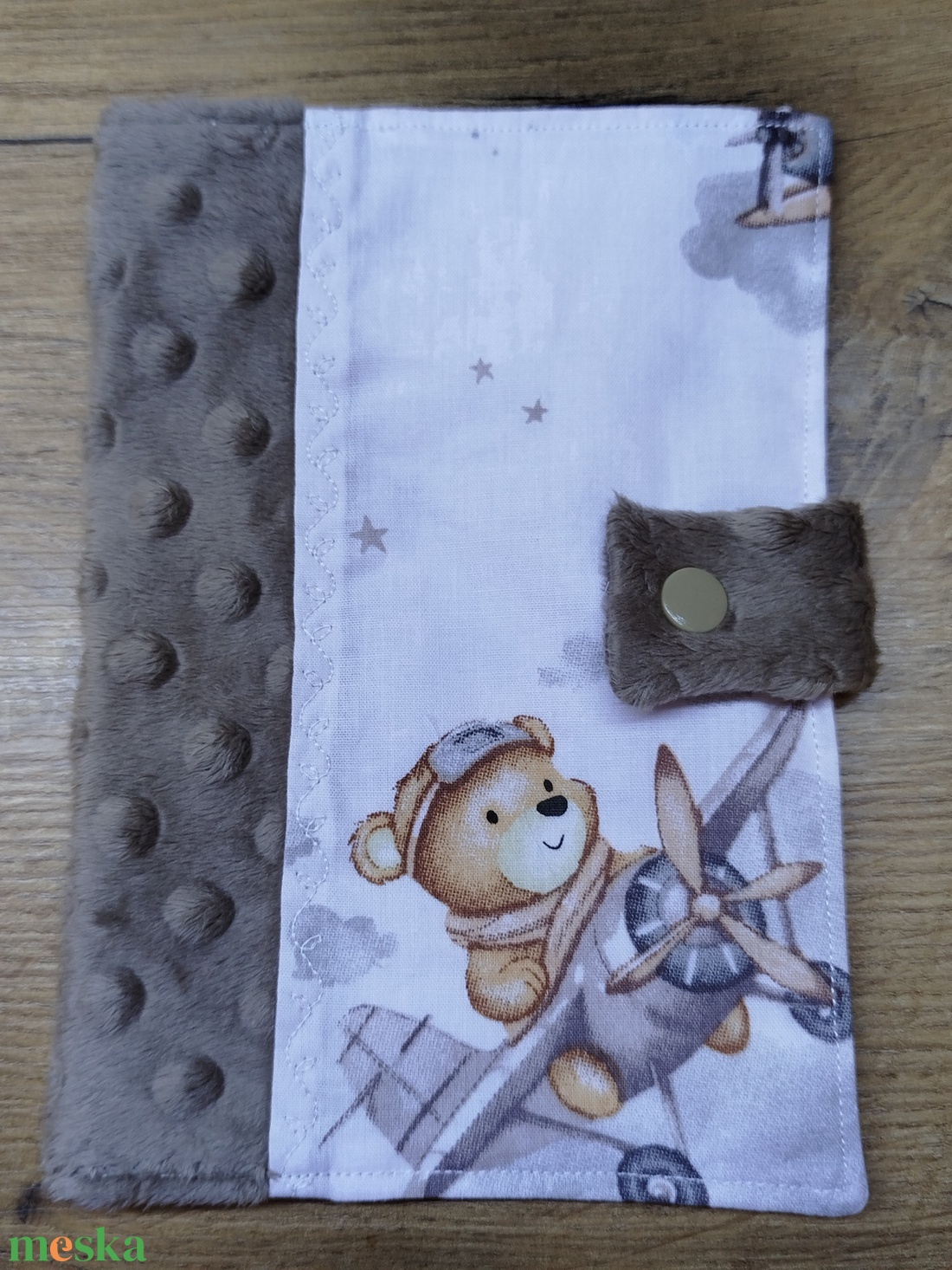 textil gyermek egészségügyi kiskönyv borító maci mintával - baba - mama - babaemlékek - egészségügyi kiskönyv borító - Meska.hu