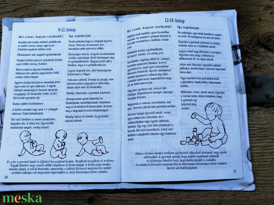 textil gyermek egészségügyi kiskönyv borító maci mintával - baba - mama - babaemlékek - egészségügyi kiskönyv borító - Meska.hu