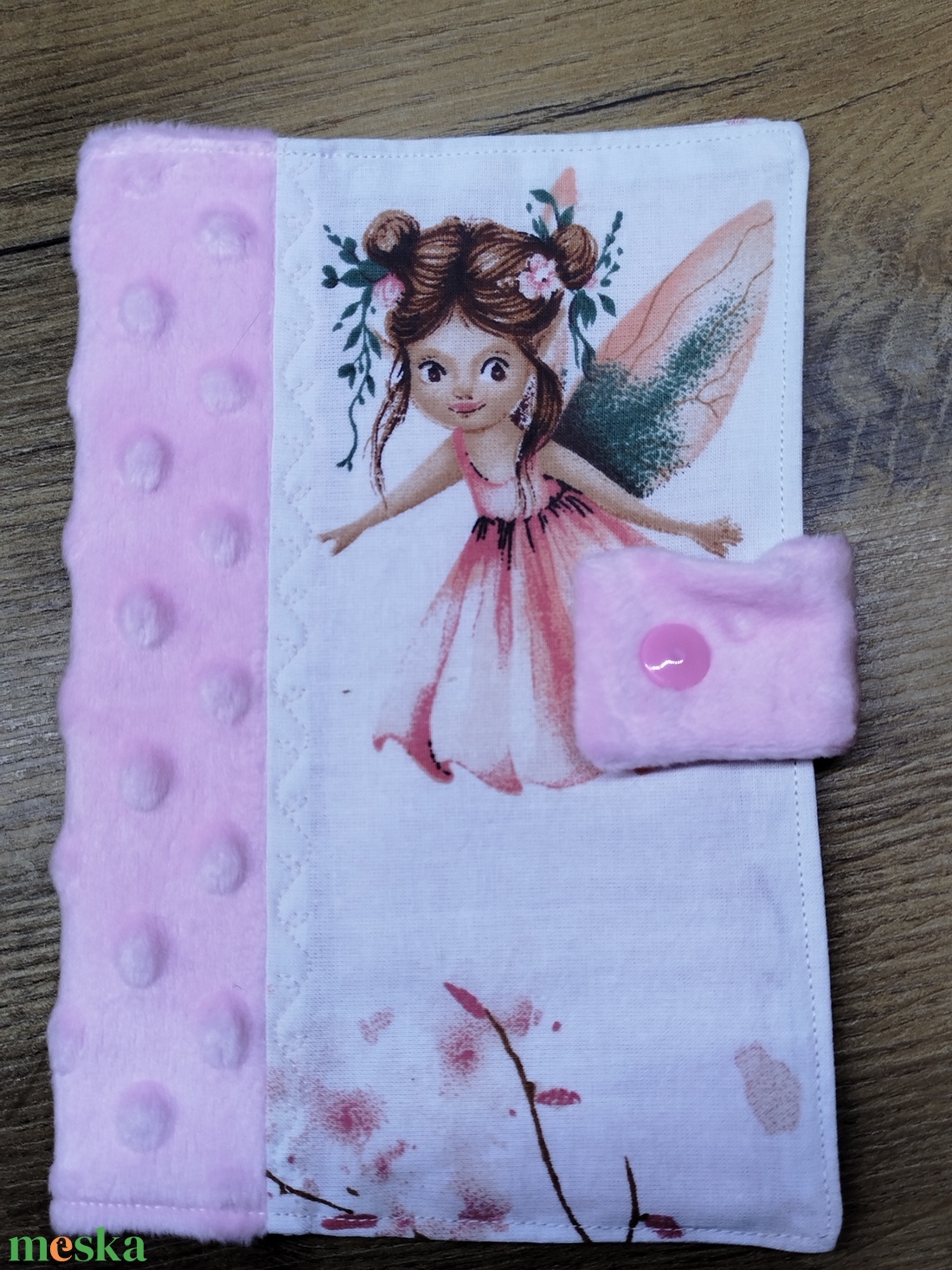 textil gyermek egészségügyi kiskönyv borító tündér mintával - baba - mama - babaemlékek - egészségügyi kiskönyv borító - Meska.hu