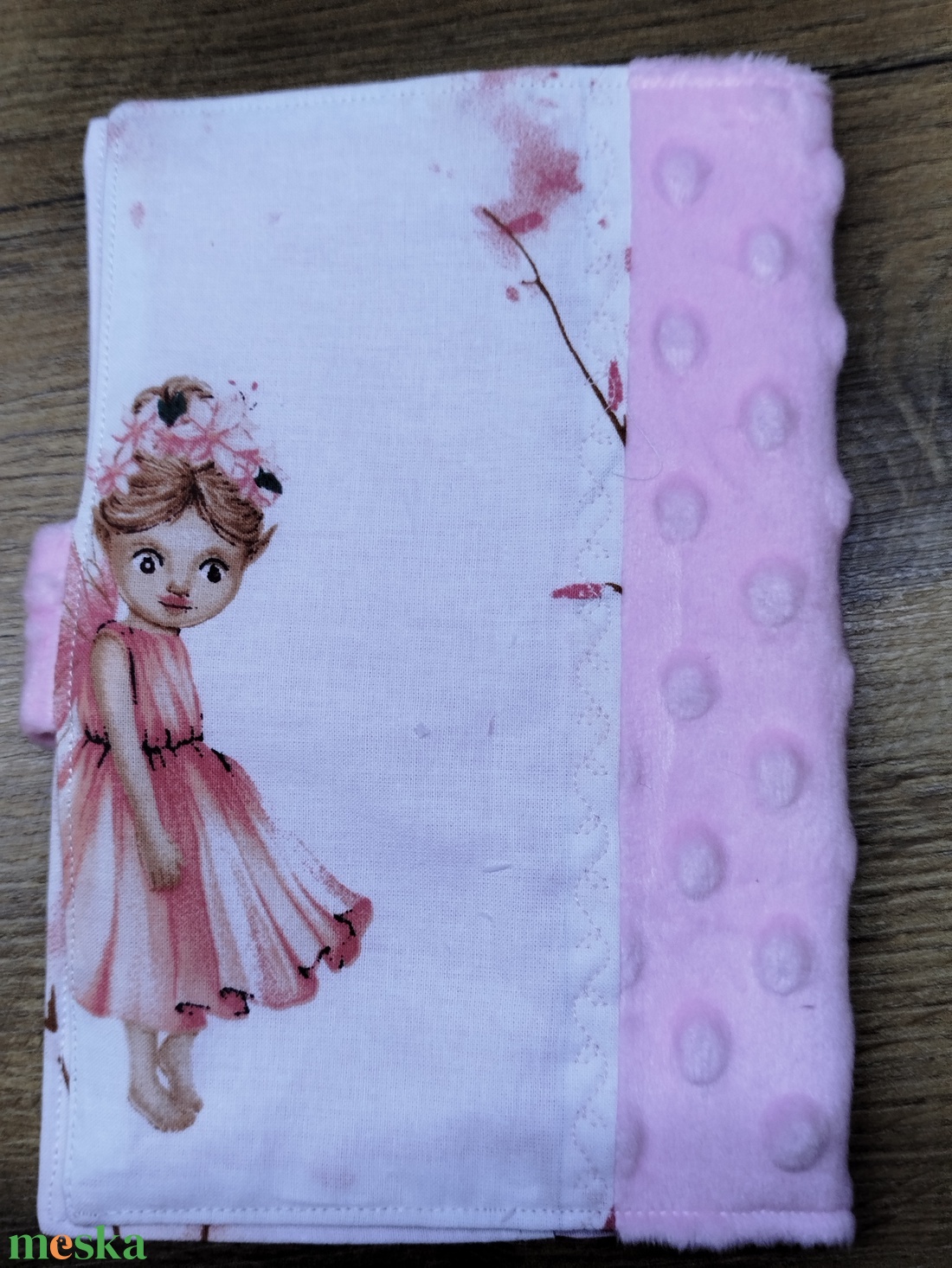 textil gyermek egészségügyi kiskönyv borító tündér mintával - baba - mama - babaemlékek - egészségügyi kiskönyv borító - Meska.hu