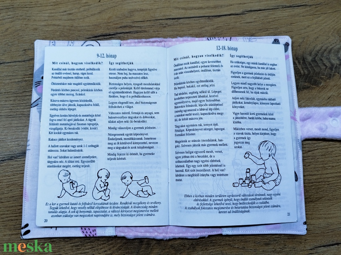 textil gyermek egészségügyi kiskönyv borító maci  mintával - baba - mama - babaemlékek - egészségügyi kiskönyv borító - Meska.hu