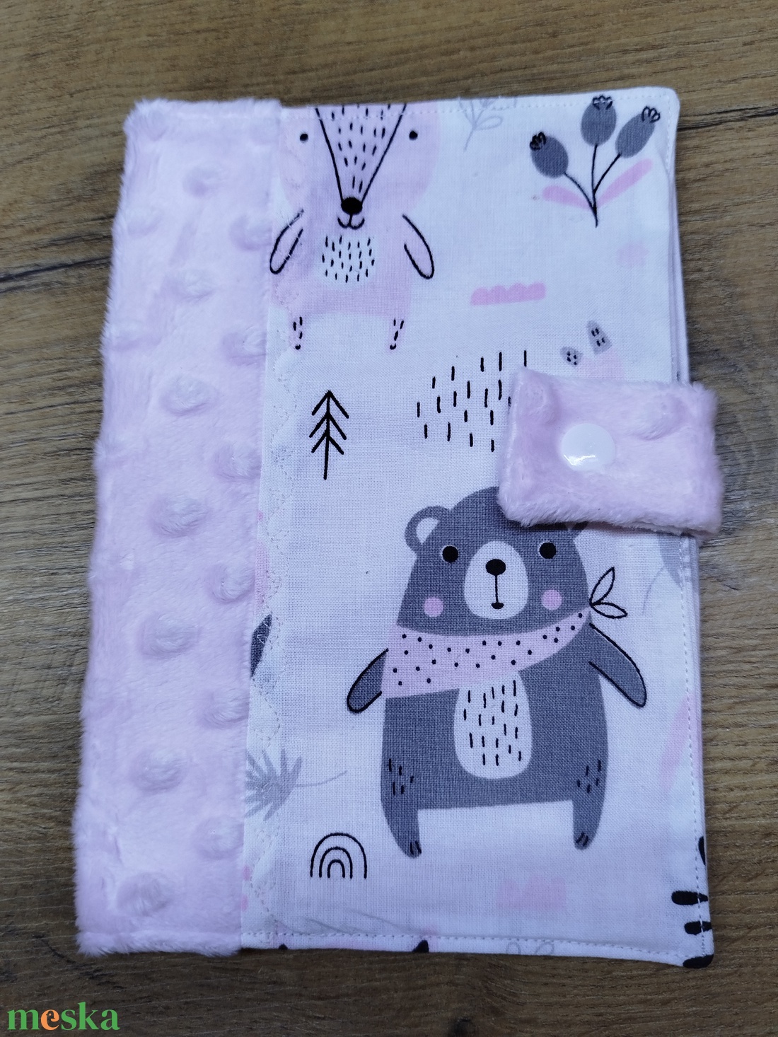 textil gyermek egészségügyi kiskönyv borító maci  mintával - baba - mama - babaemlékek - egészségügyi kiskönyv borító - Meska.hu