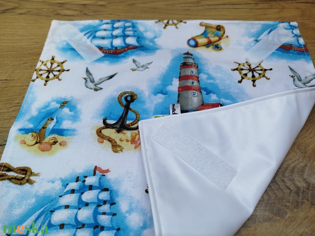 Hajó mintás  újraszalvéta,textilszalvéta tízórai,uzsonna csomagolására, - otthon & életmód - konyhafelszerelés, tálalás - konyhai textil - szalvéta - Meska.hu