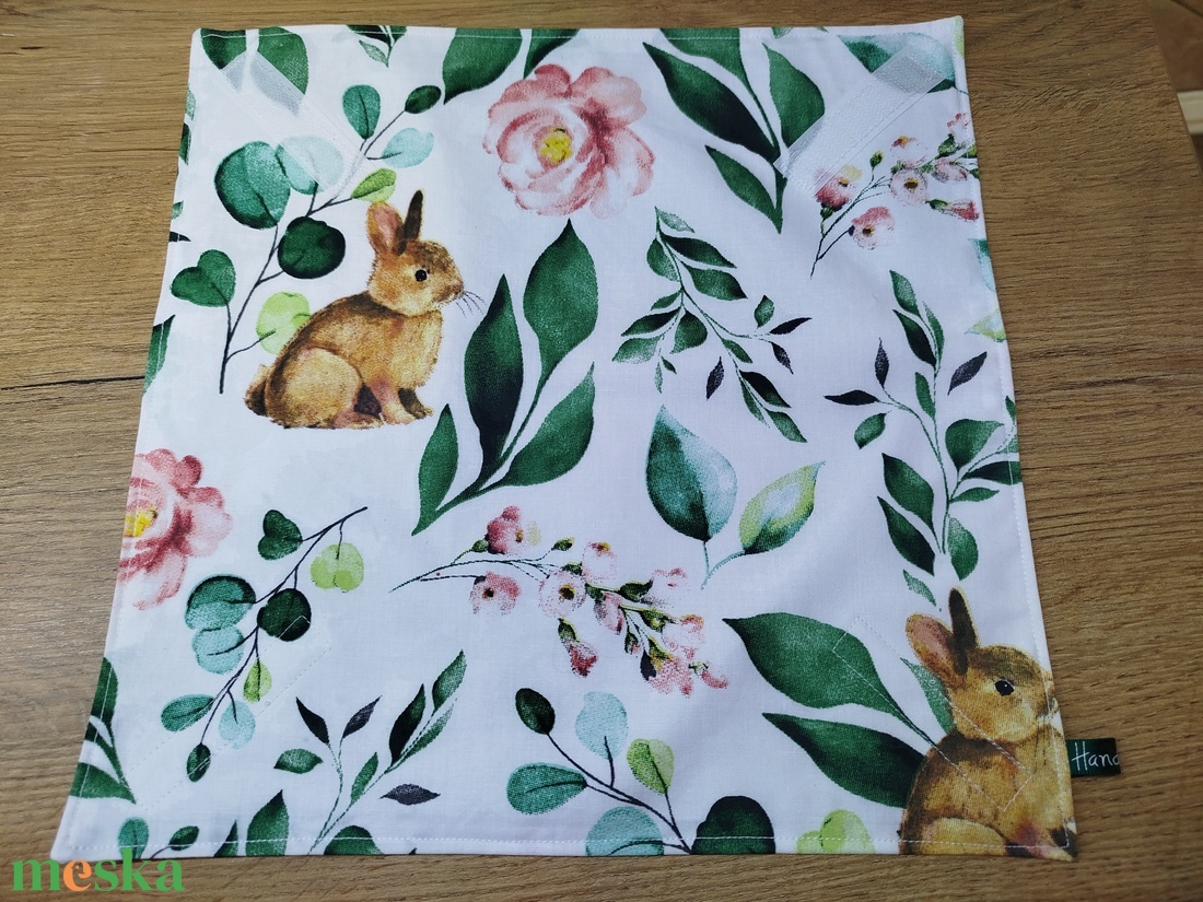 Nyuszi- levél  mintás   újraszalvéta,textilszalvéta tízórai,uzsonna csomagolására, - otthon & életmód - konyhafelszerelés, tálalás - konyhai textil - szalvéta - Meska.hu