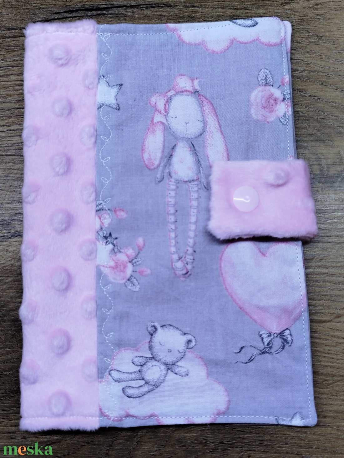 textil gyermek egészségügyi kiskönyv borító nyuszi     mintával - baba - mama - babaemlékek - egészségügyi kiskönyv borító - Meska.hu