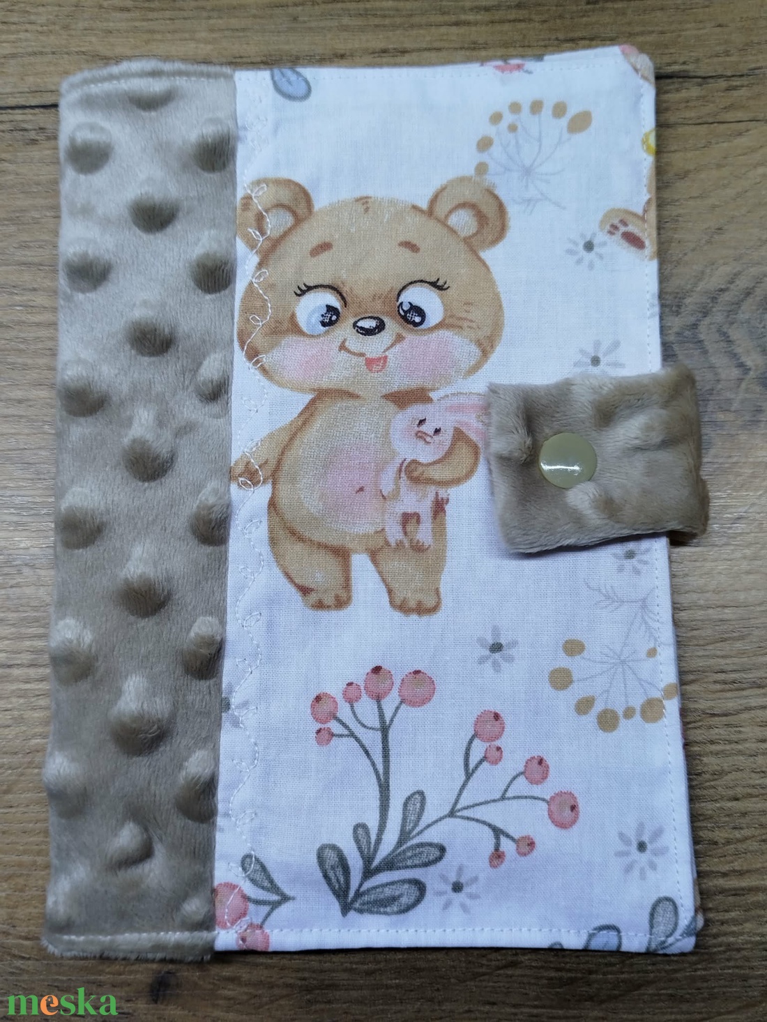 textil gyermek egészségügyi kiskönyv borító maci   mintával - baba - mama - babaemlékek - egészségügyi kiskönyv borító - Meska.hu