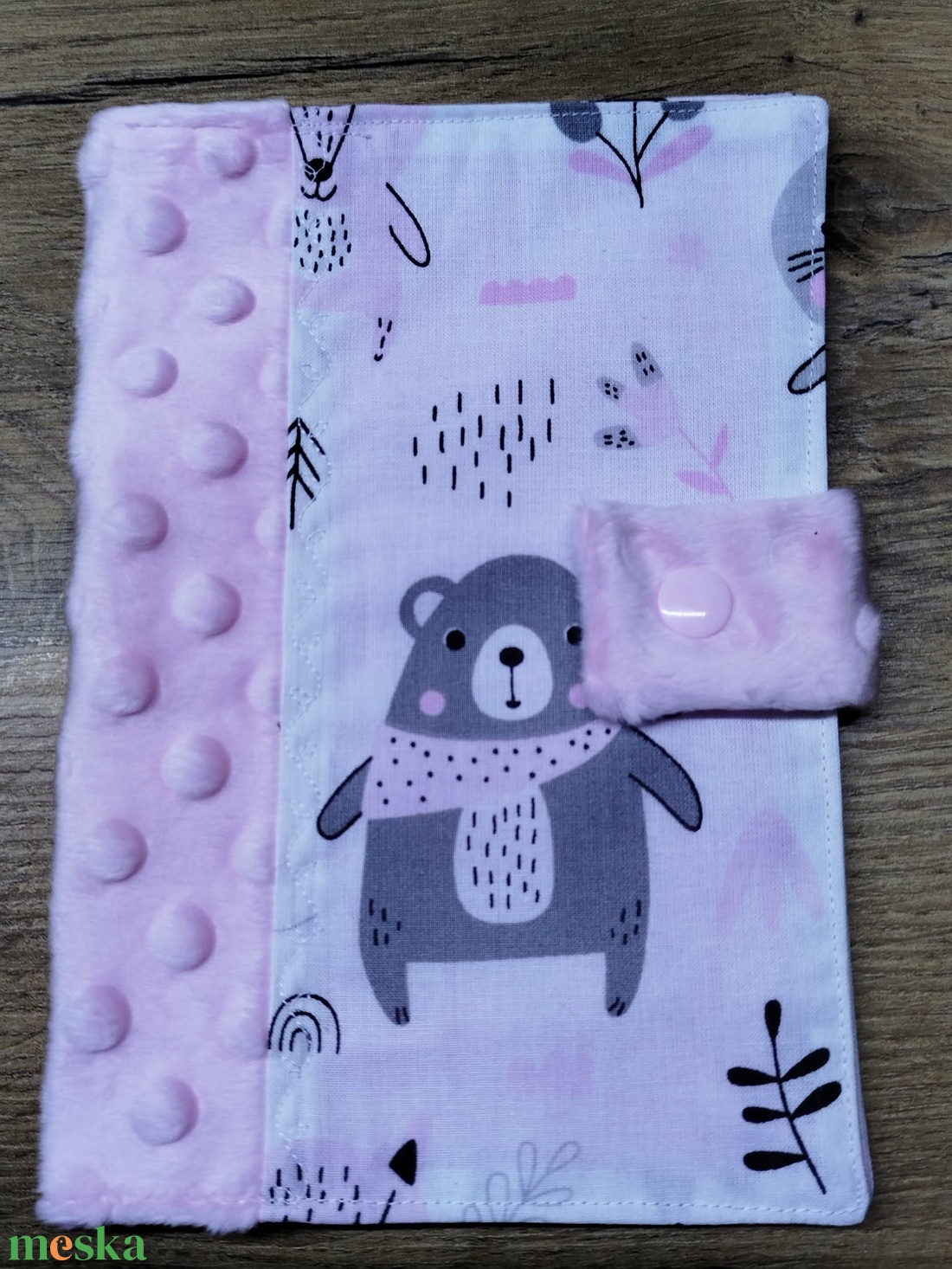 textil gyermek egészségügyi kiskönyv borító maci mintával - baba - mama - babaemlékek - egészségügyi kiskönyv borító - Meska.hu