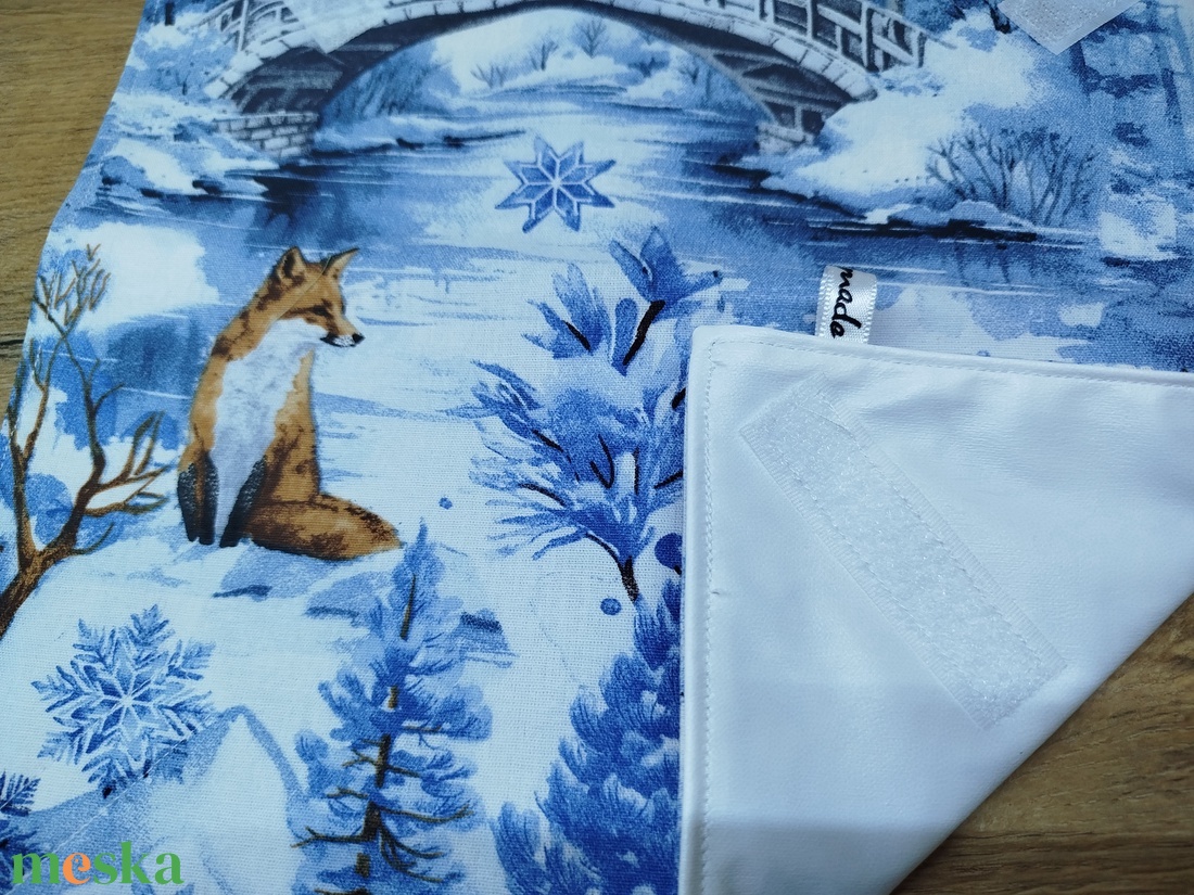 Róka- téli táj mintás  újraszalvéta,textilszalvéta tízórai,uzsonna csomagolására, - otthon & életmód - konyhafelszerelés, tálalás - konyhai textil - szalvéta - Meska.hu