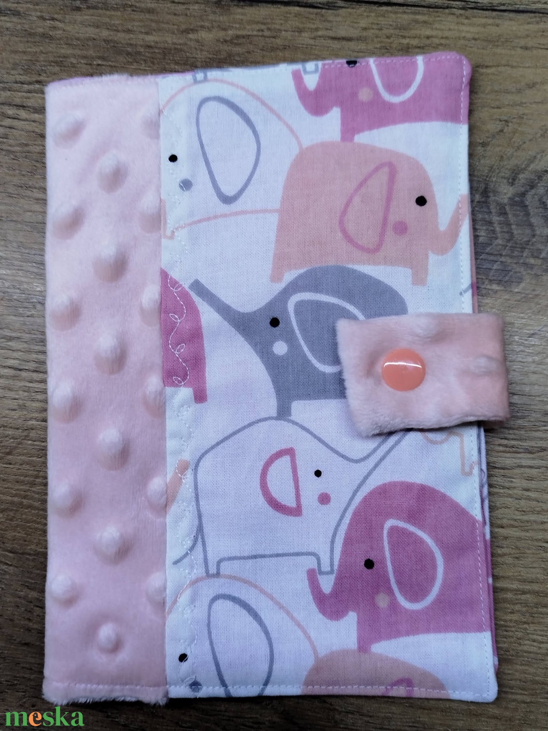 textil gyermek egészségügyi kiskönyv borító elefánt mintával - baba - mama - babaemlékek - egészségügyi kiskönyv borító - Meska.hu