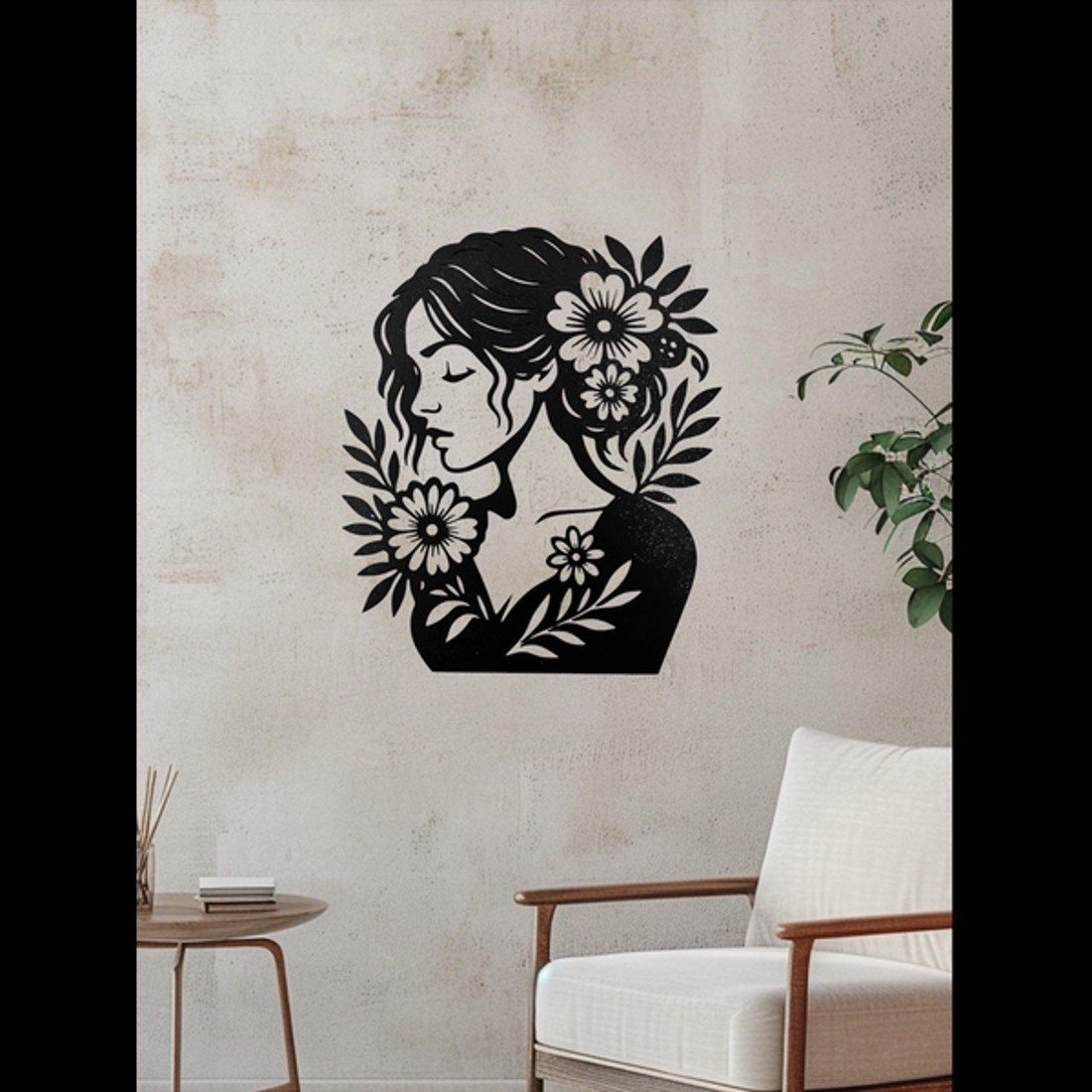 3D Nyomtatott Fali Dekoráció - Virágos Hölgy -  - Meska.hu
