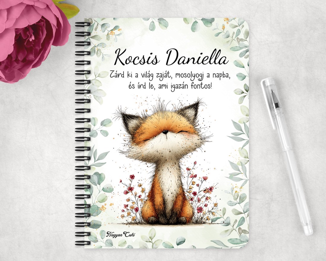 Személyre szabható - Az erdő kis ravaszdija, a vörös róka mintás A6-os füzet - otthon & életmód - papír, írószer - jegyzetfüzet & napló - Meska.hu