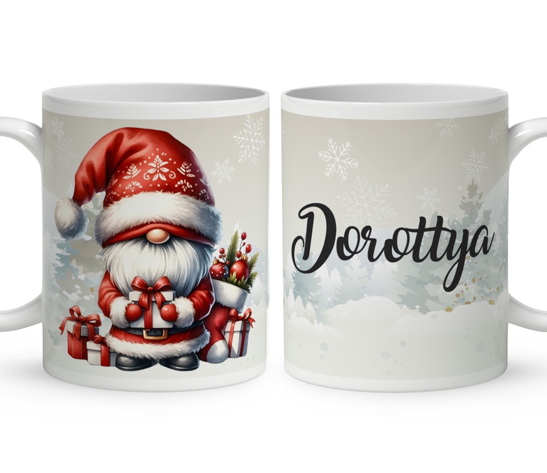 Névvel kérhető - Karácsonyi manó sok-sok ajándékkal mintás bögre - otthon & életmód - konyhafelszerelés, tálalás - tálalás - bögre & csésze - Meska.hu