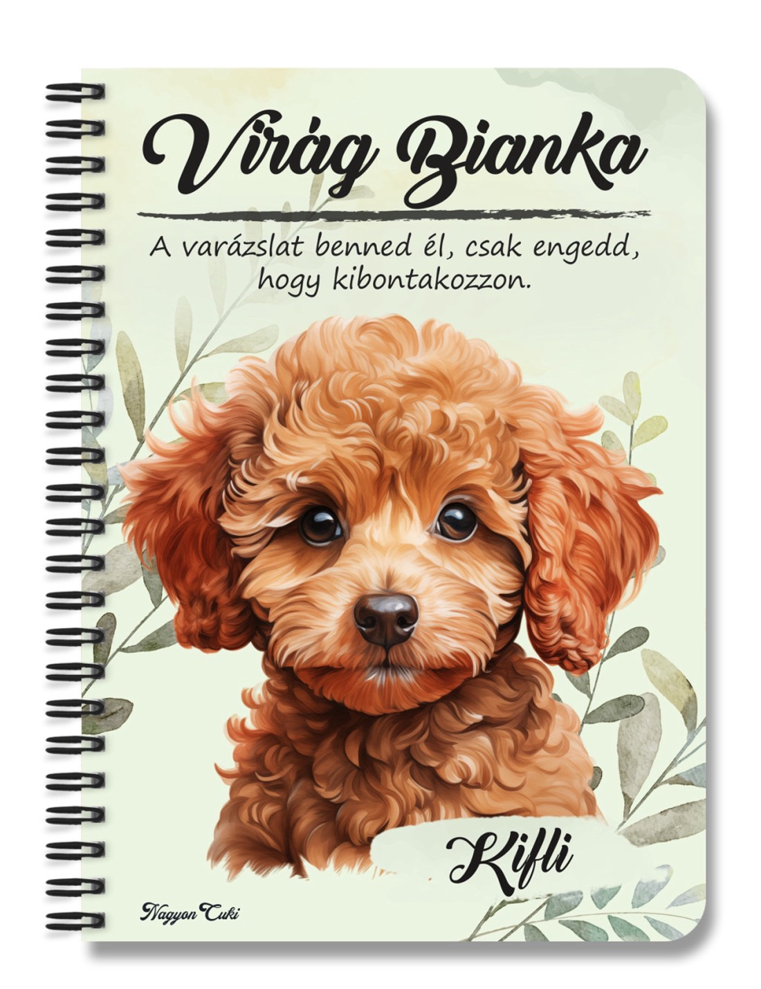 Személyre szabható - Kis barna uszkár portré mintás A6-os füzet - otthon & életmód - papír, írószer - jegyzetfüzet & napló - Meska.hu